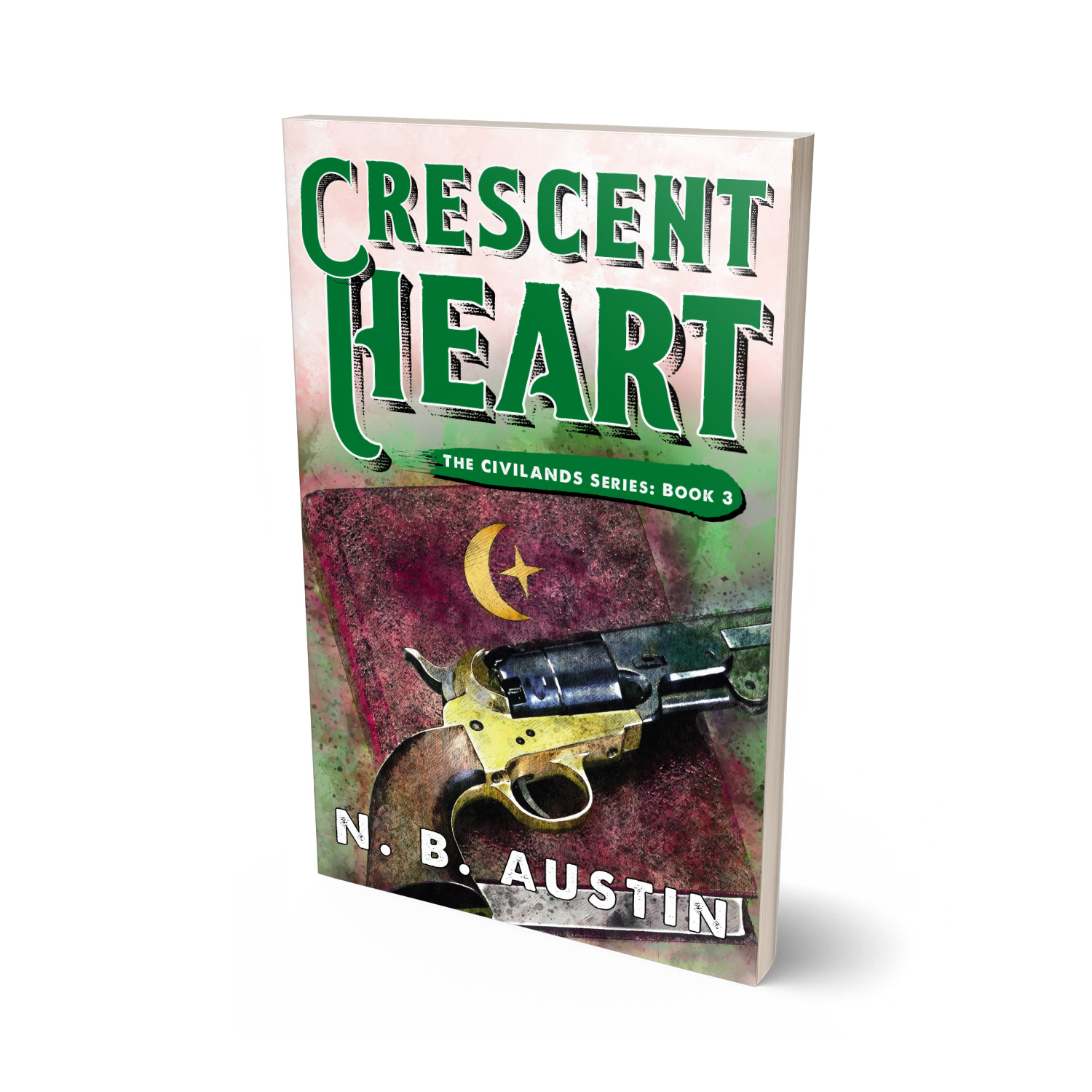 'Crescent Heart' is a sweeping alt-history Western fantasy novel, by N B Austin. The book cover and interior were designed by Mark Thomas, of coverness.com. To find out more about my book design services, please visit www.coverness.com.