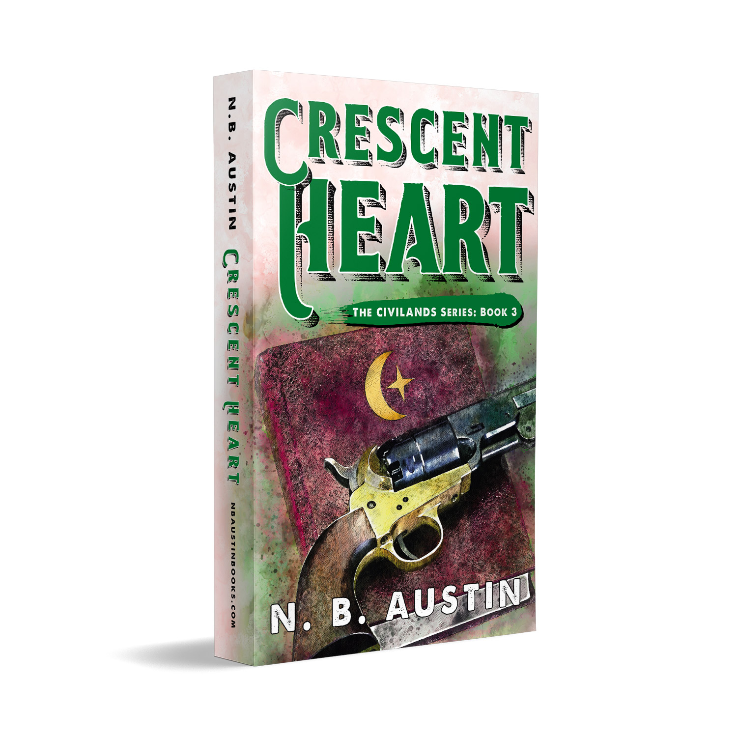 'Crescent Heart' is a sweeping alt-history Western fantasy novel, by N B Austin. The book cover and interior were designed by Mark Thomas, of coverness.com. To find out more about my book design services, please visit www.coverness.com.