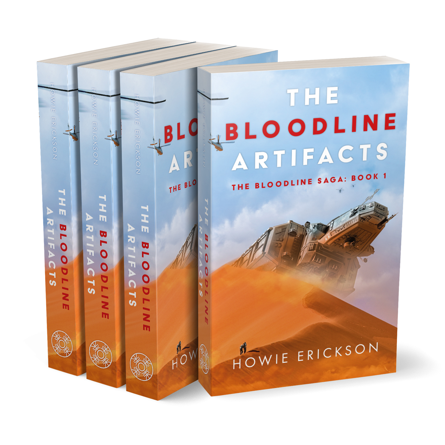 'The Bloodline Artifacts' is book one in a great dual-world scifi thriller series, by author Howie Erickson. The book cover was designed by Mark Thomas, of coverness.com. To find out more about my book design services, please visit www.coverness.com.