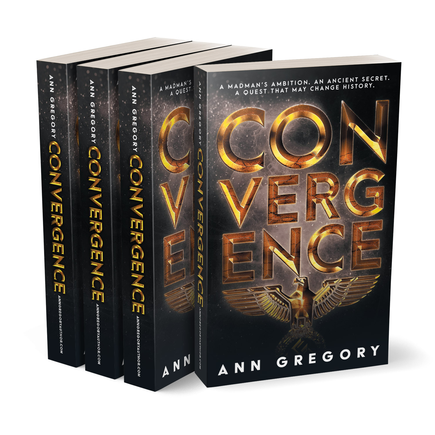 'Convergence' is a globe-trotting, pre-WWII conspiracy thriller. The author is Ann Gregory. The book cover design is by Mark Thomas. To learn more about what Mark could do for your book, please visit coverness.com.