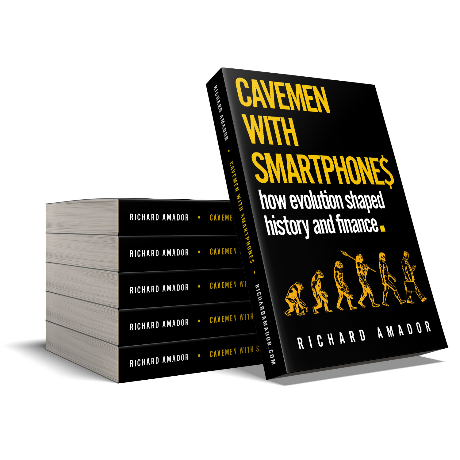 'Cavemen With Smartphones' is tongue-in-cheek meditation on the links between evolution, history and finance. The author is Richard Amador. The book cover & interior design is by Mark Thomas. To learn more about what Mark could do for your book, please visit coverness.com.