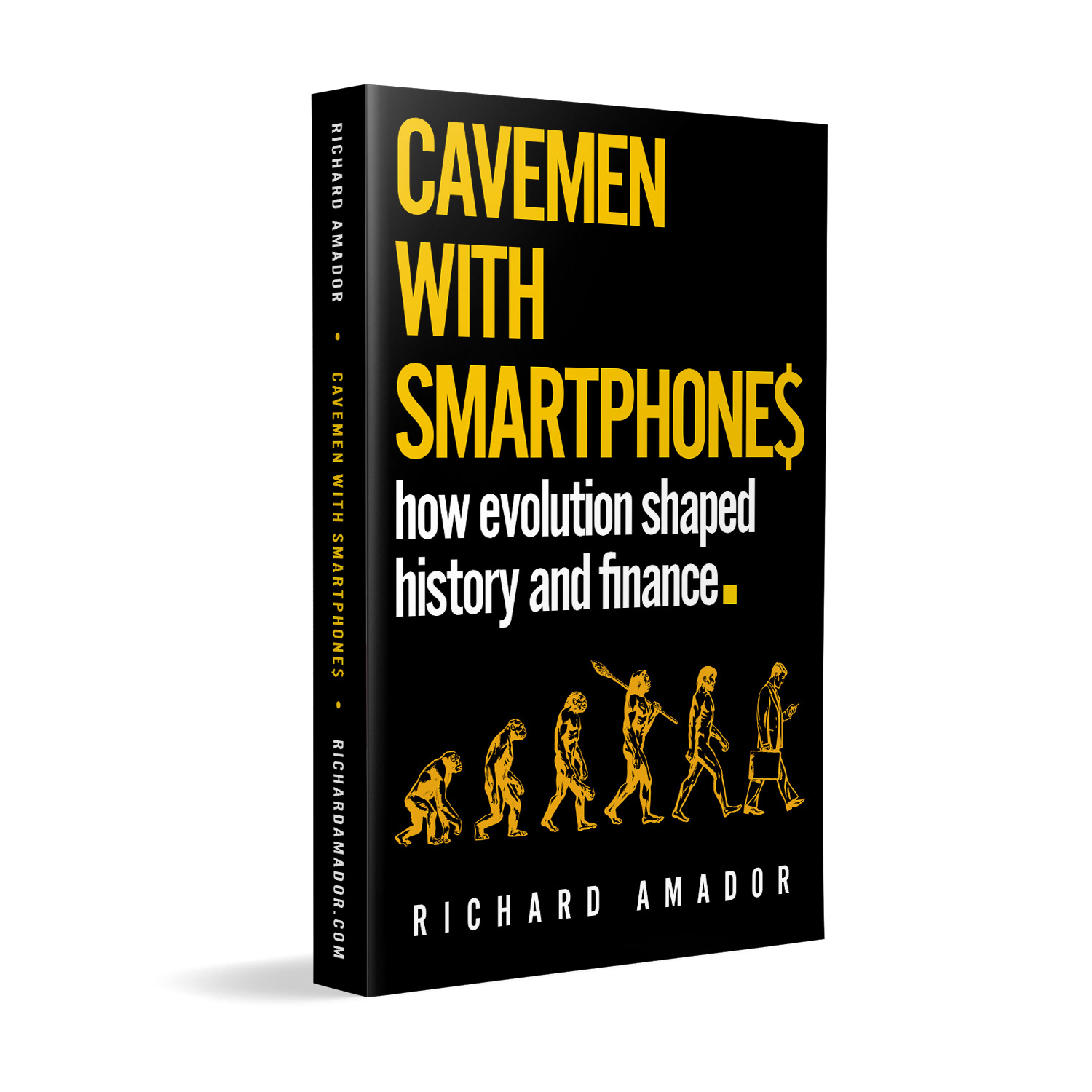 'Cavemen With Smartphones' is tongue-in-cheek meditation on the links between evolution, history and finance. The author is Richard Amador. The book cover & interior design is by Mark Thomas. To learn more about what Mark could do for your book, please visit coverness.com.