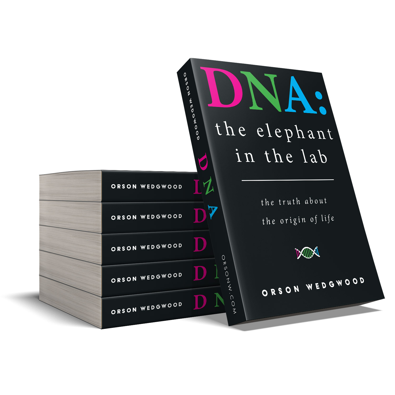 'DNA: The Elephant In the Lab' is a science and faith meditation on the origins of life. The author is Orson Wedgwood. The book cover & interior design is by Mark Thomas. To learn more about what Mark could do for your book, please visit coverness.com.