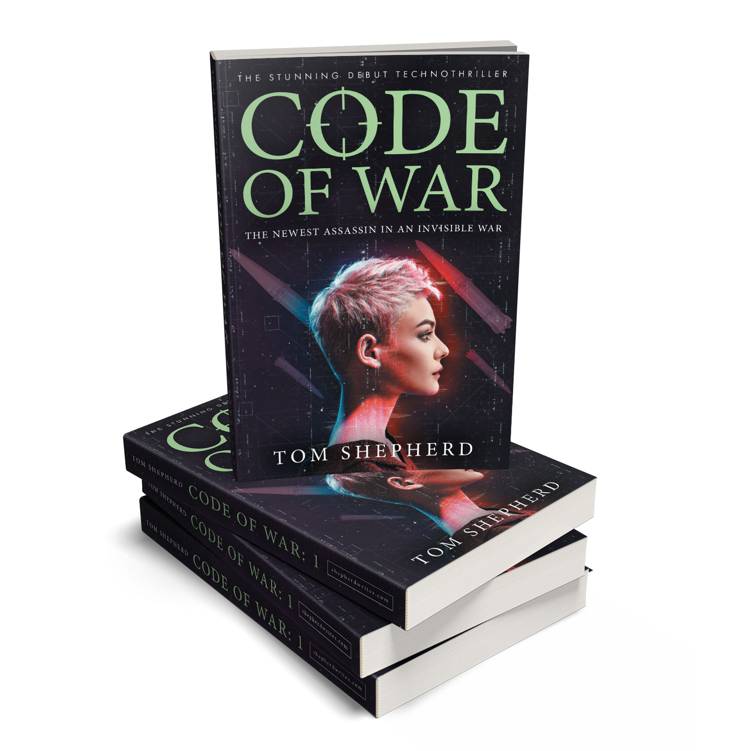 'Code of War' is a bleeding-edge, female-led, military technothriller. The author is Tom Shepherd. The book cover design and interior formatting are by Mark Thomas. To learn more about what Mark could do for your book, please visit coverness.com.