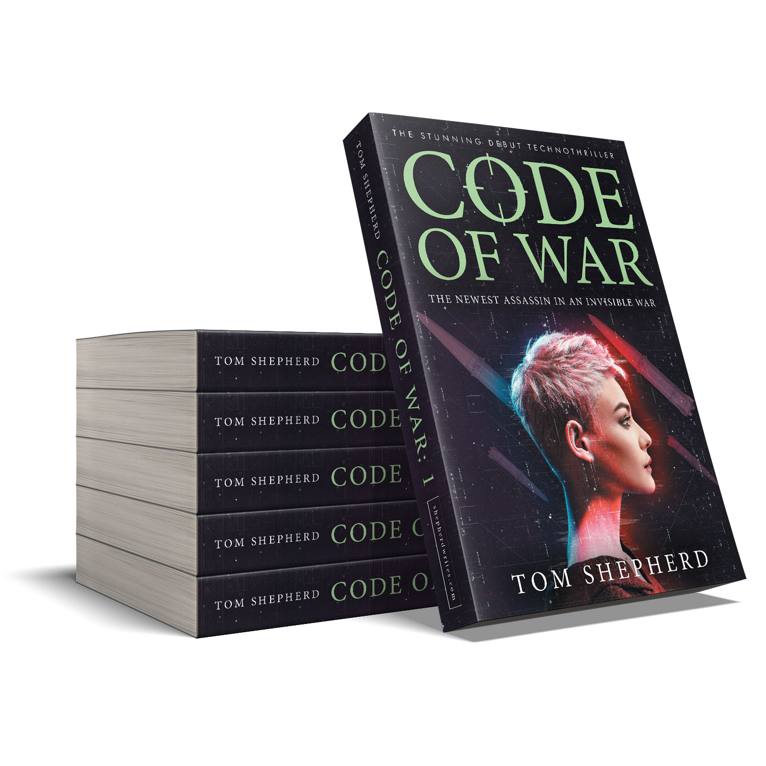 'Code of War' is a bleeding-edge, female-led, military technothriller. The author is Tom Shepherd. The book cover design and interior formatting are by Mark Thomas. To learn more about what Mark could do for your book, please visit coverness.com.