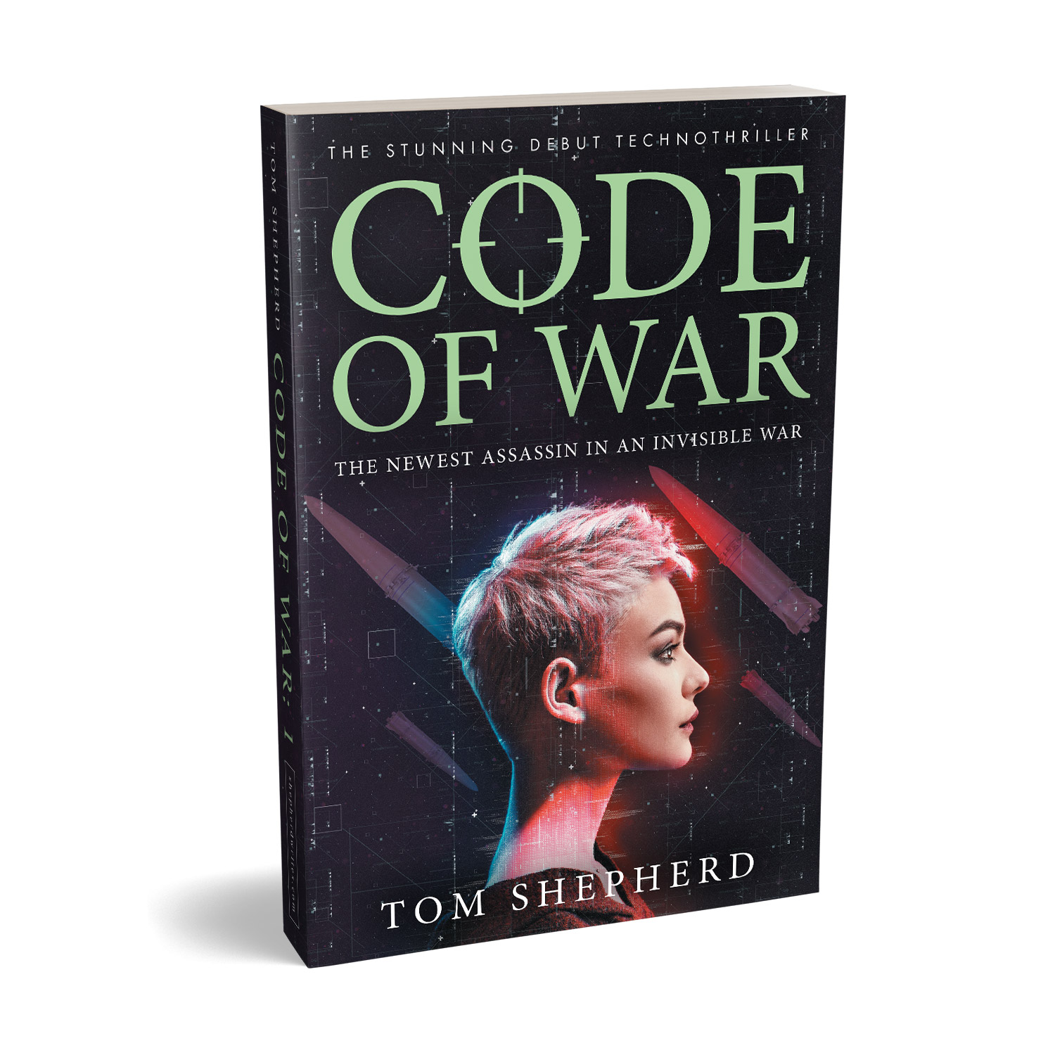 'Code of War' is a bleeding-edge, female-led, military technothriller. The author is Tom Shepherd. The book cover design and interior formatting are by Mark Thomas. To learn more about what Mark could do for your book, please visit coverness.com.