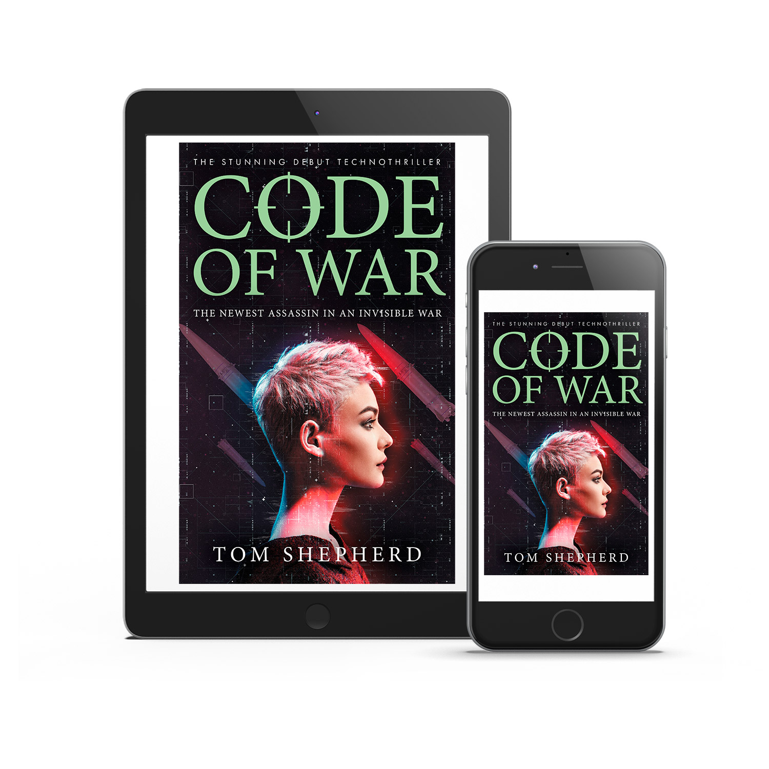 'Code of War' is a bleeding-edge, female-led, military technothriller. The author is Tom Shepherd. The book cover design and interior formatting are by Mark Thomas. To learn more about what Mark could do for your book, please visit coverness.com.