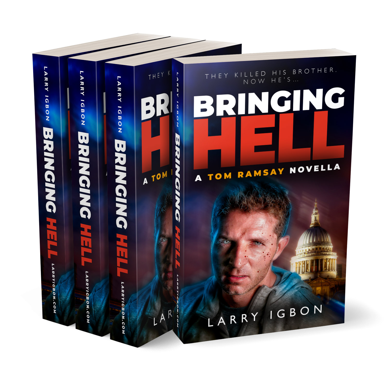 'Bringing Hell' is a hard-bitten revenge thriller. The author is Larry Igbon. The book cover design and interior formatting are by Mark Thomas. To learn more about what Mark could do for your book, please visit coverness.com.