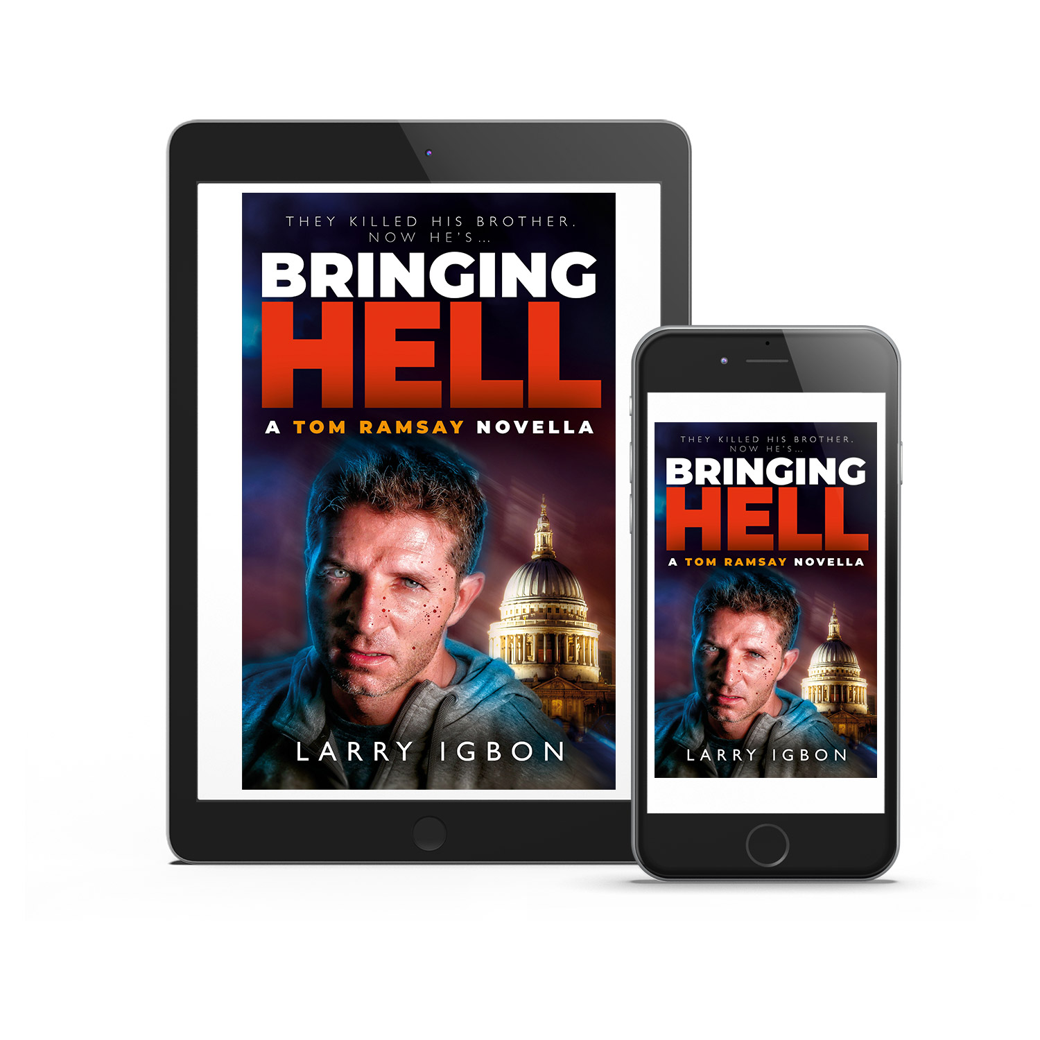 'Bringing Hell' is a hard-bitten revenge thriller. The author is Larry Igbon. The book cover design and interior formatting are by Mark Thomas. To learn more about what Mark could do for your book, please visit coverness.com.