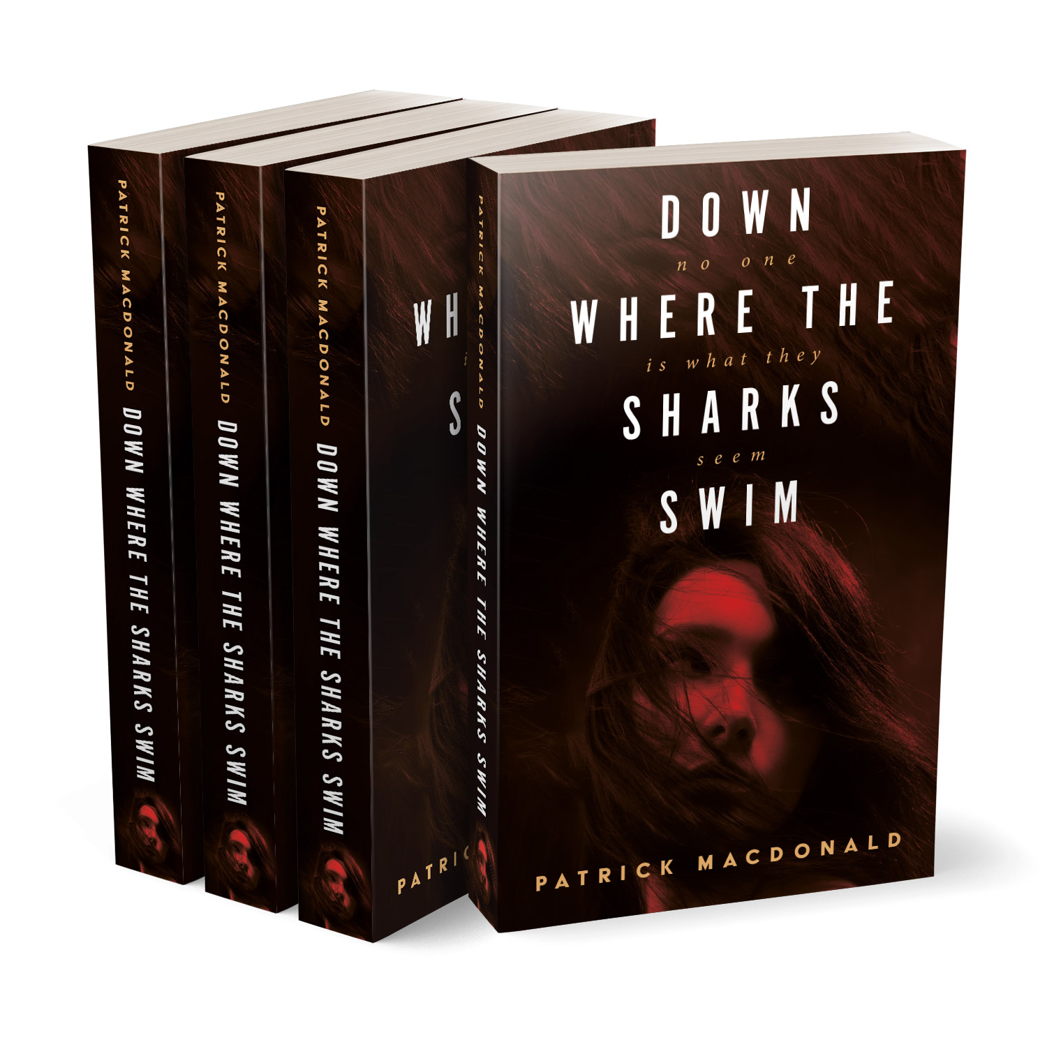 'Down Where The Sharks Swim' is a London set, female-focussed novel. The author is Patrick MacDonald. The book cover design and interior formatting are by Mark Thomas. To learn more about what Mark could do for your book, please visit coverness.com.