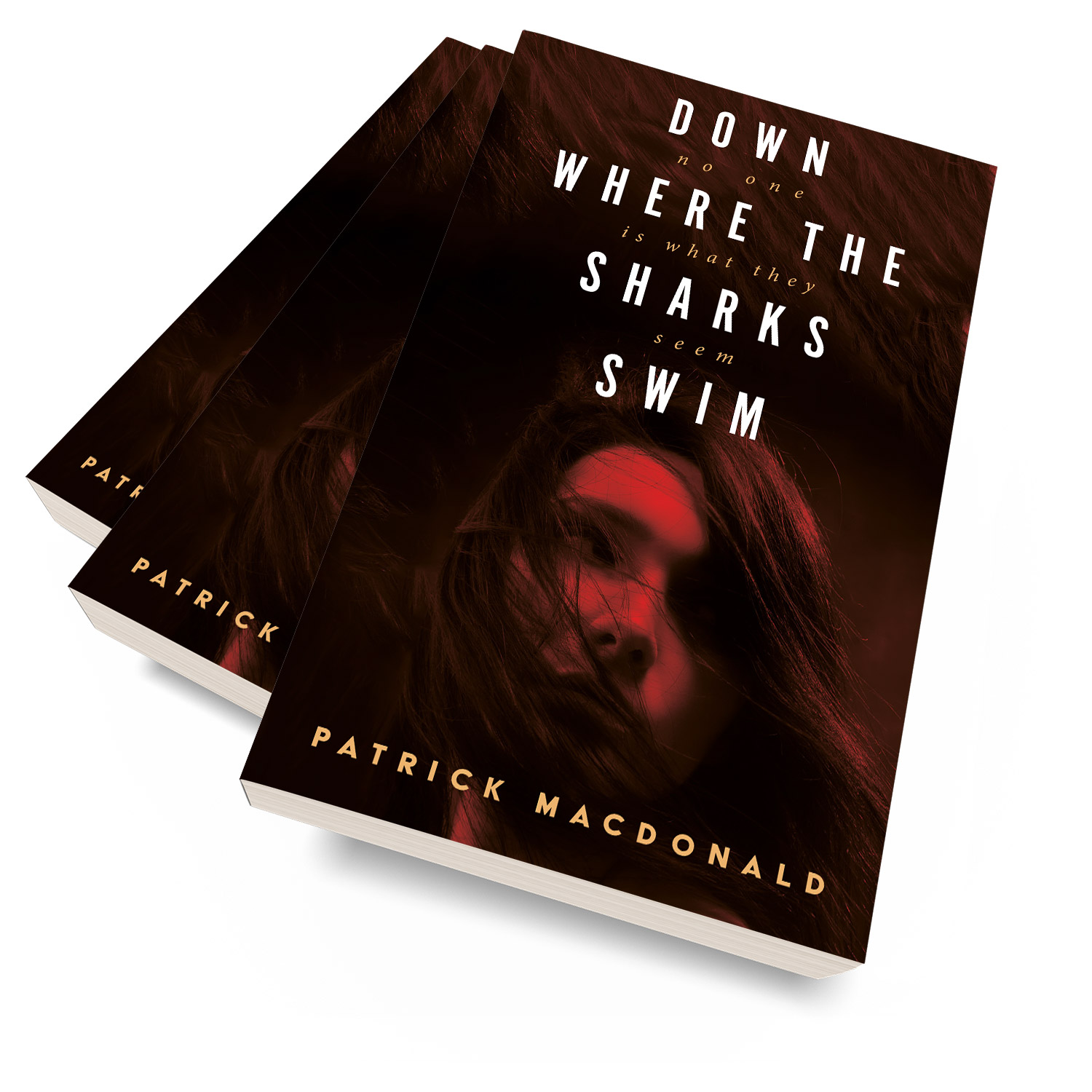 'Down Where The Sharks Swim' is a London set, female-focussed novel. The author is Patrick MacDonald. The book cover design and interior formatting are by Mark Thomas. To learn more about what Mark could do for your book, please visit coverness.com.