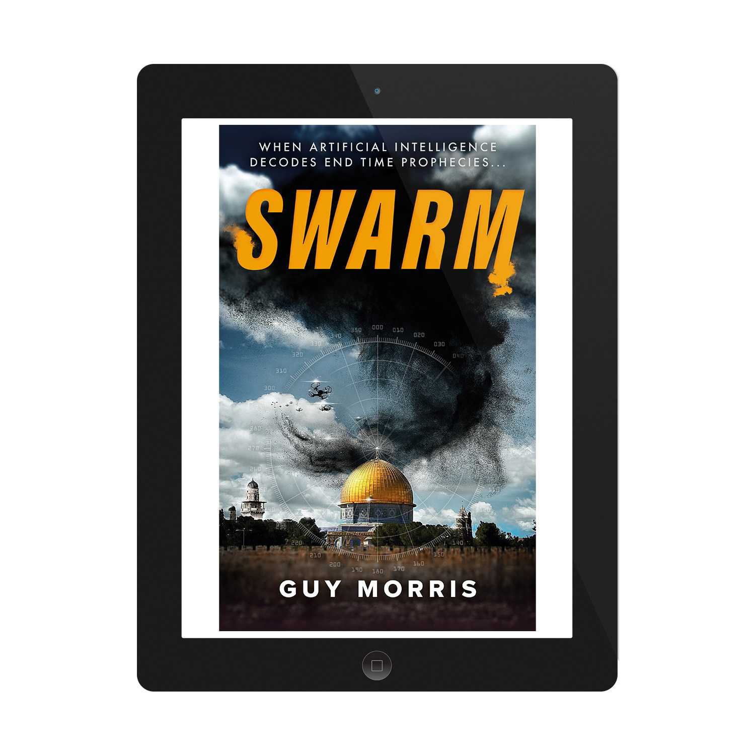 'Swarm' is a globe-spanning, apocalyptic AI tech thriller by author Guy Morris. The book cover and interior design are by Mark Thomas. To learn more about what Mark could do for your book, please visit coverness.com.