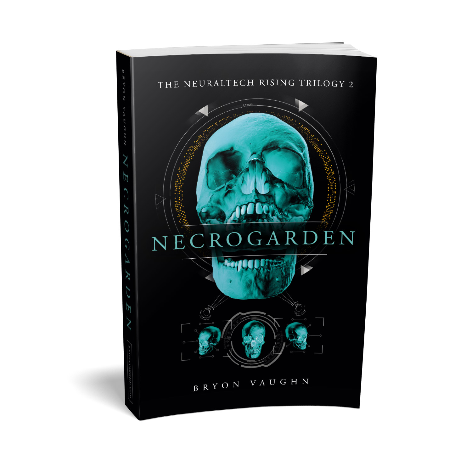 'Necrogarden' is a classy cyber thriller by author Bryon Vaughn. The book cover design is by Mark Thomas. To learn more about what Mark could do for your book, please visit coverness.com.