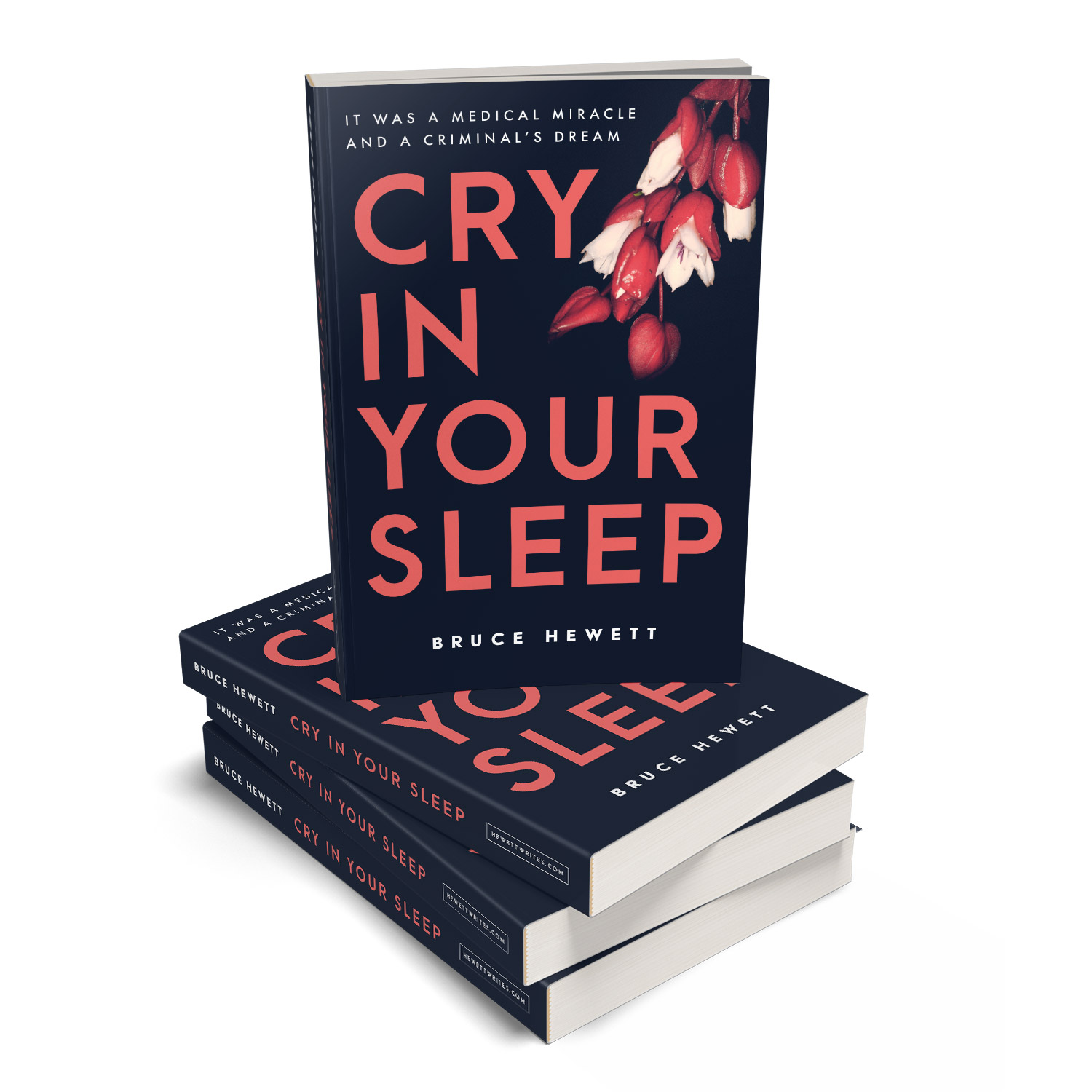 'Cry In Your Sleep' is cracking modern pharma crime thriller. The author is Bruce Hewett. The book cover design and interior formatting are by Mark Thomas. To learn more about what Mark could do for your book, please visit coverness.com