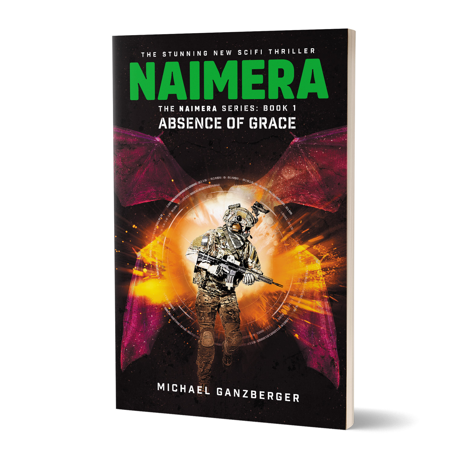 'NAIMERA' is groovy military scifi thriller. The author is Michael Ganzberger. The book cover design and interior formatting are by Mark Thomas. To learn more about what Mark could do for your book, please visit coverness.com