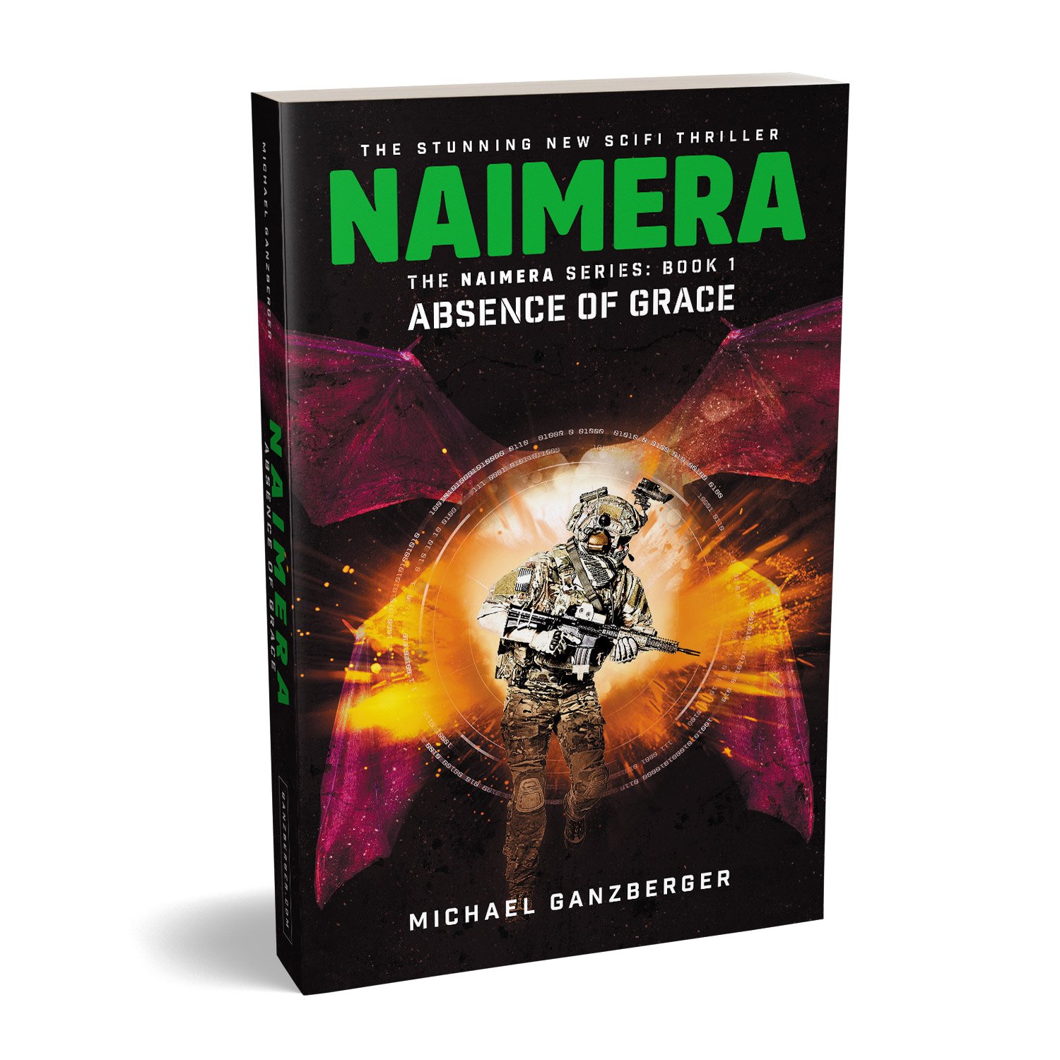 'NAIMERA' is groovy military scifi thriller. The author is Michael Ganzberger. The book cover design and interior formatting are by Mark Thomas. To learn more about what Mark could do for your book, please visit coverness.com