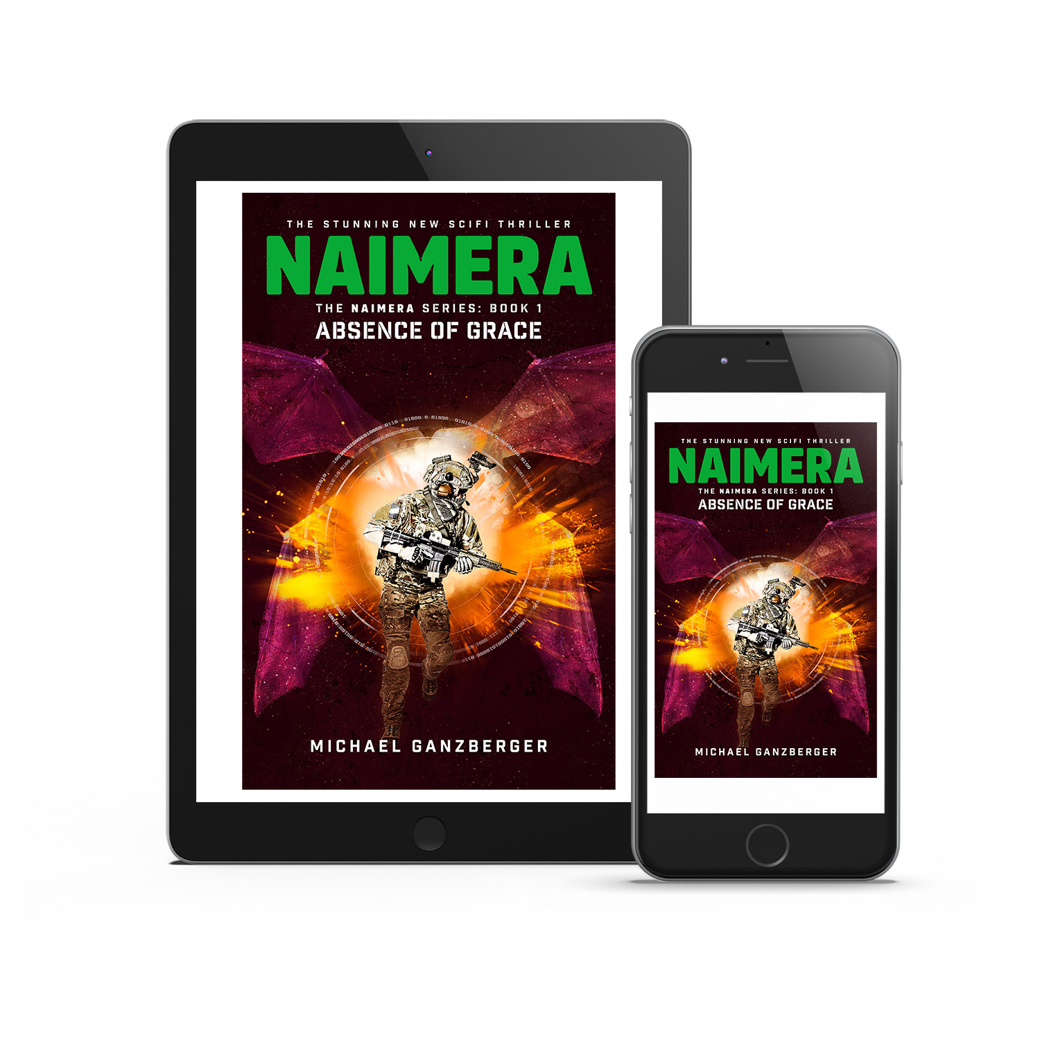 'NAIMERA' is groovy military scifi thriller. The author is Michael Ganzberger. The book cover design and interior formatting are by Mark Thomas. To learn more about what Mark could do for your book, please visit coverness.com