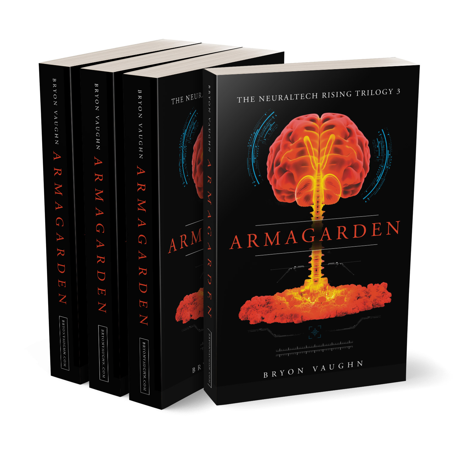 'Armagarden' is a classy cyber thriller by author Bryon Vaughn. The book cover design is by Mark Thomas. To learn more about what Mark could do for your book, please visit coverness.com.