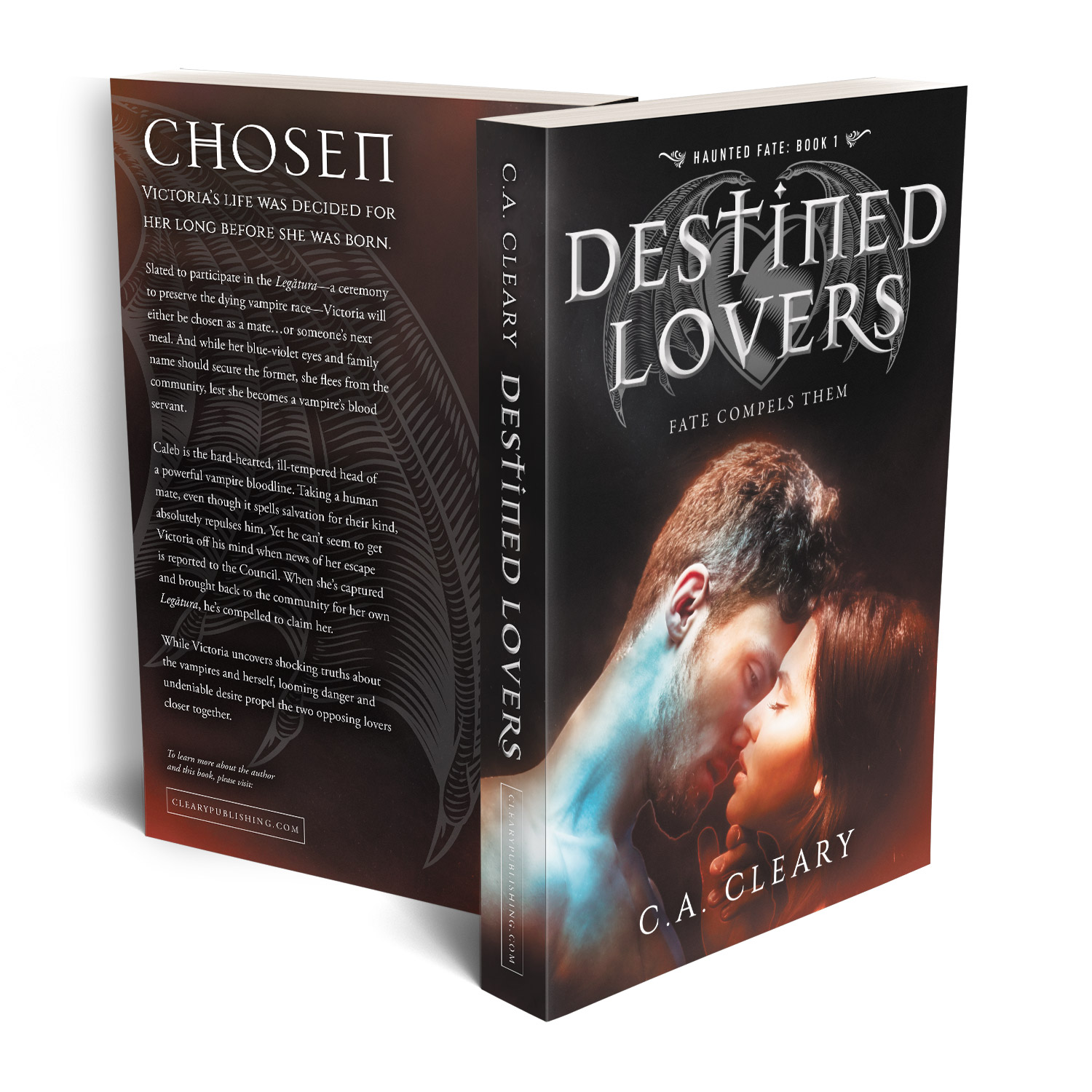 'Destined Lovers (Haunted Fate" Book 1)' is the first bite of a vampire series, by C.A. Cleary. The book cover and interior were designed by Mark Thomas of coverness.com. To find out more about my book design services, please visit www.coverness.com