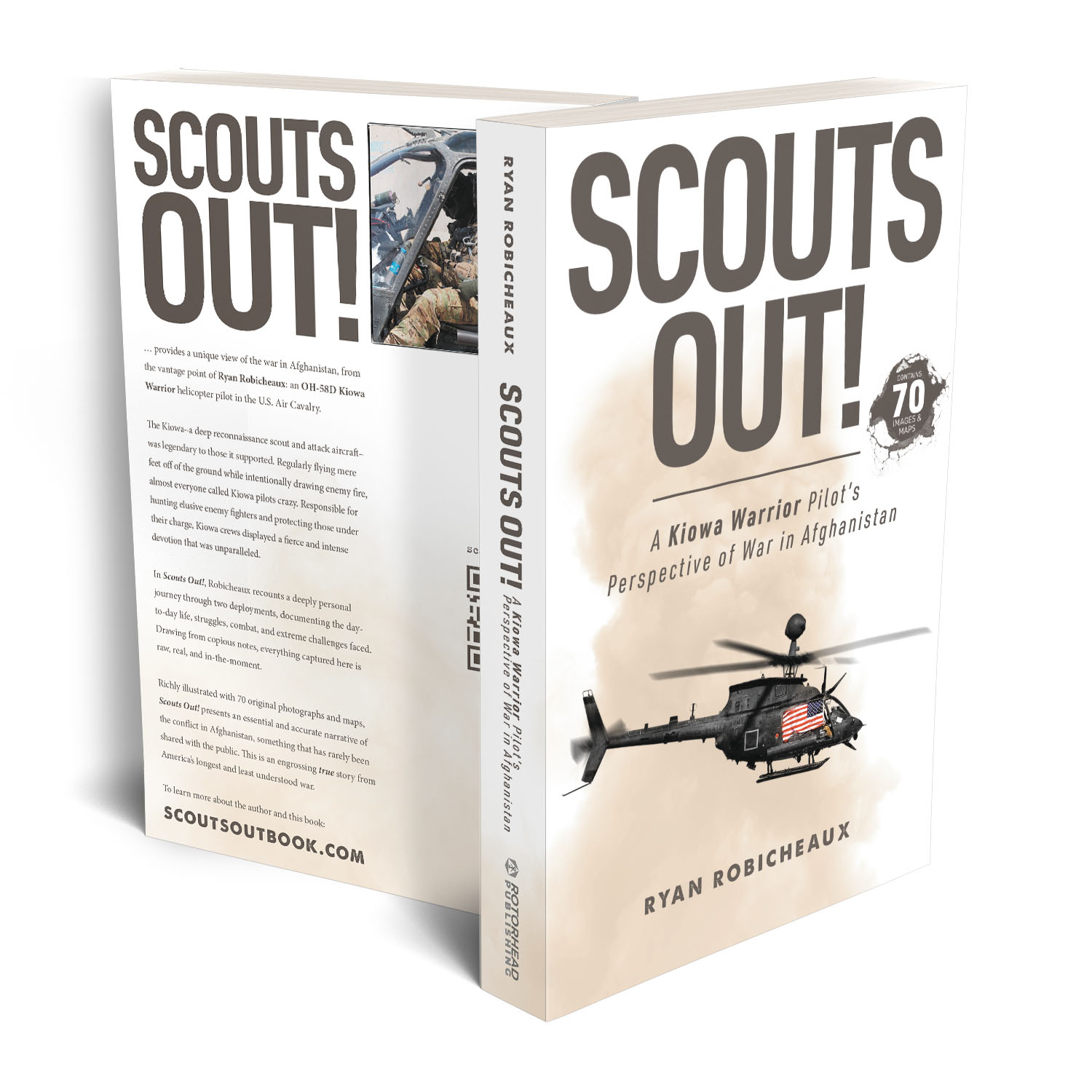'Scouts Out!' is an immersive, first-hand memoir from the frontlines of the US war in Afghanistan. The author is Ryan Robicheaux. The book cover and interior were designed by Mark Thomas of coverness.com. To find out more about my book design services, please visit www.coverness.com