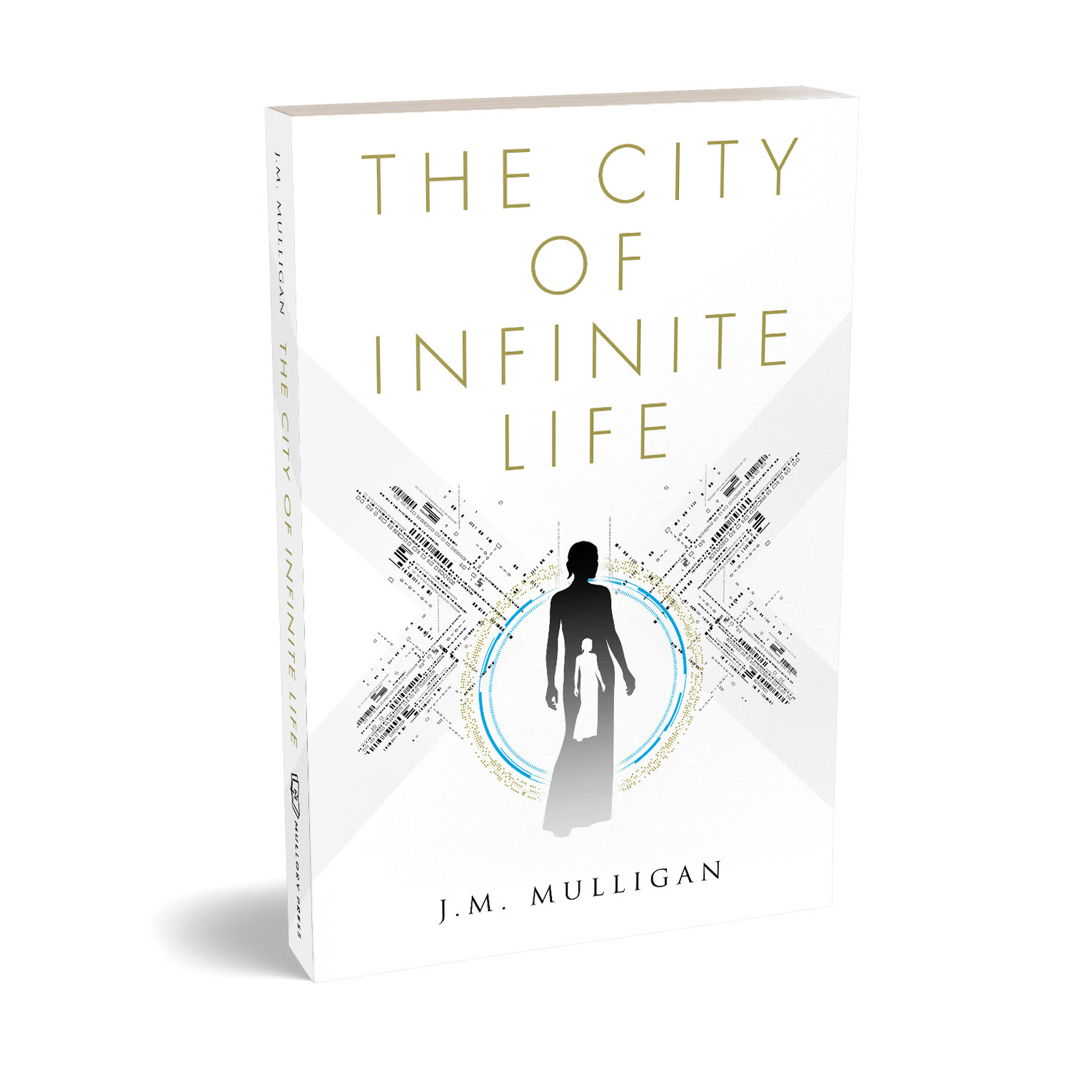 'The City Of Infinite Life' is a deep scifi, alternate reality thriller. The author is J.M. Mulligan. The book cover and interior were designed by Mark Thomas of coverness.com. To find out more about my book design services, please visit www.coverness.com