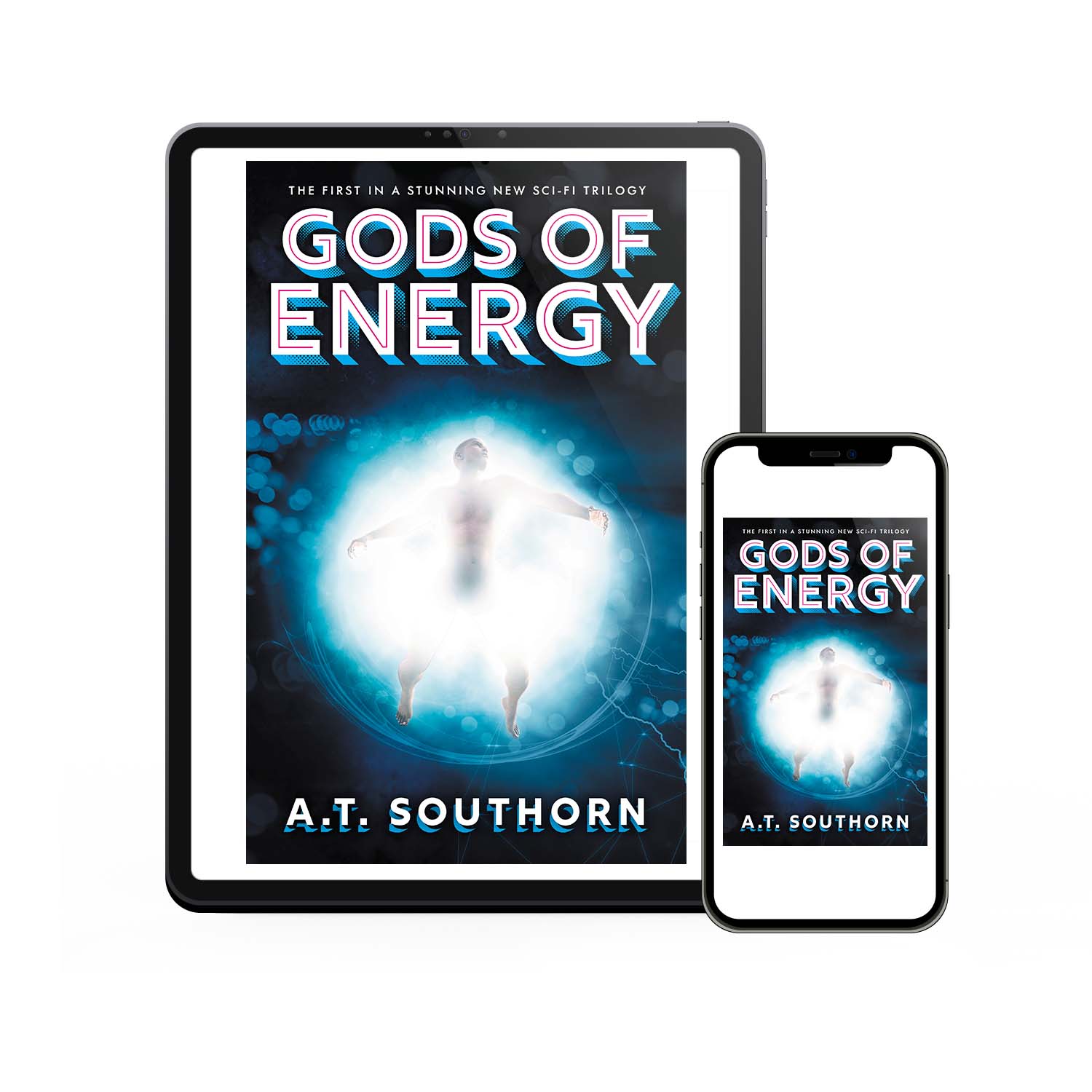 'Gods of Energy' is the first book in an electrifying new scifi trilogy by A.T Southorn. The book cover and interior formatting were designed by Mark Thomas of coverness.com. To find out more about my book design services, please visit www.coverness.com