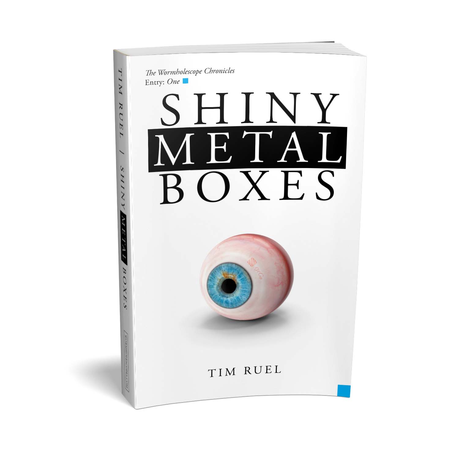Shiny Metal Boxes is satrical scifi story by Tim Ruel. The book cover was designed by Mark Thomas of coverness.com. To find out more about my book design services, please visit www.coverness.com