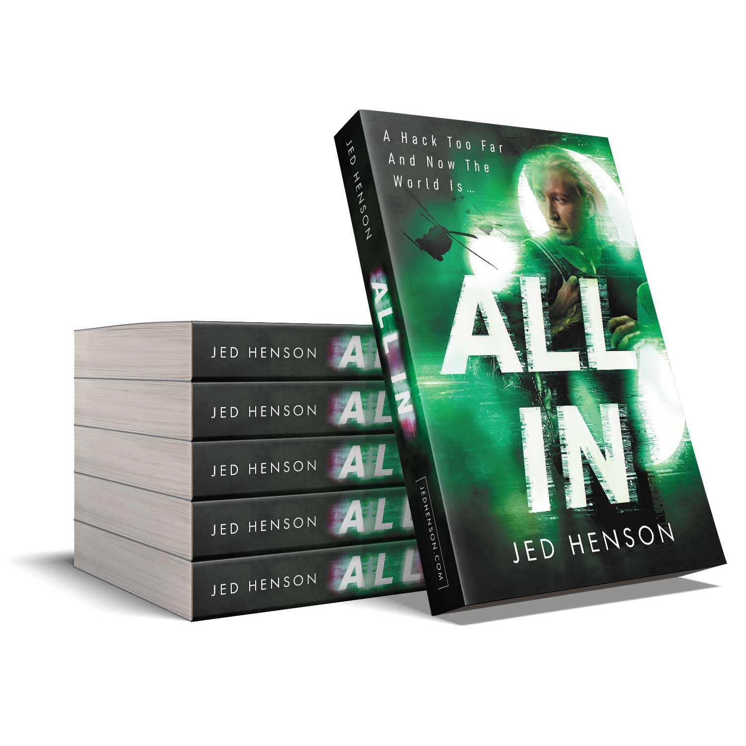 'All In' is a superior cyberthriller novel. The author is Jed Henson. The book cover and interior formatting are designed by Mark Thomas of coverness.com. To find out more about my book design services, please visit www.coverness.com