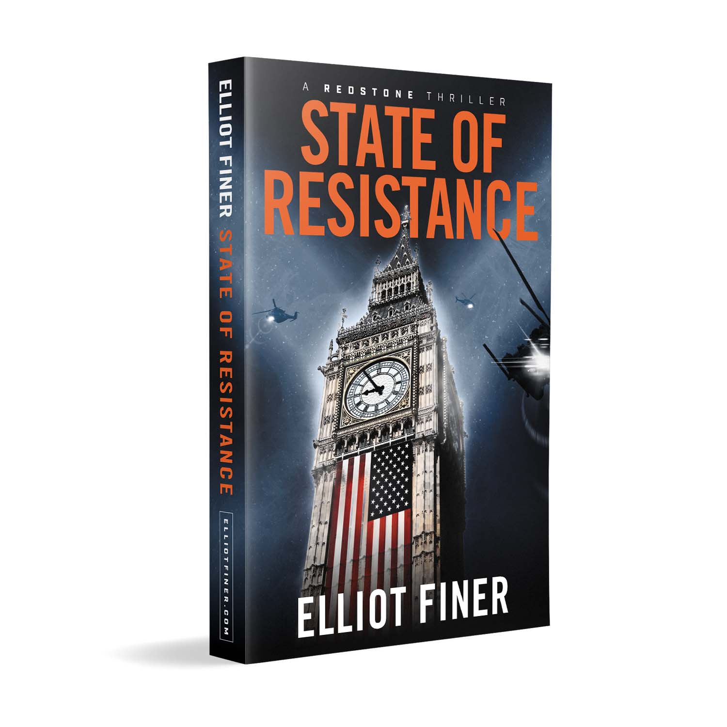 'State of Resistance' is a twisting near-future conspiracy thriller. The author is Elliot Finer. The book cover was designed by Mark Thomas of coverness.com. To find out more about my book design services, please visit www.coverness.com