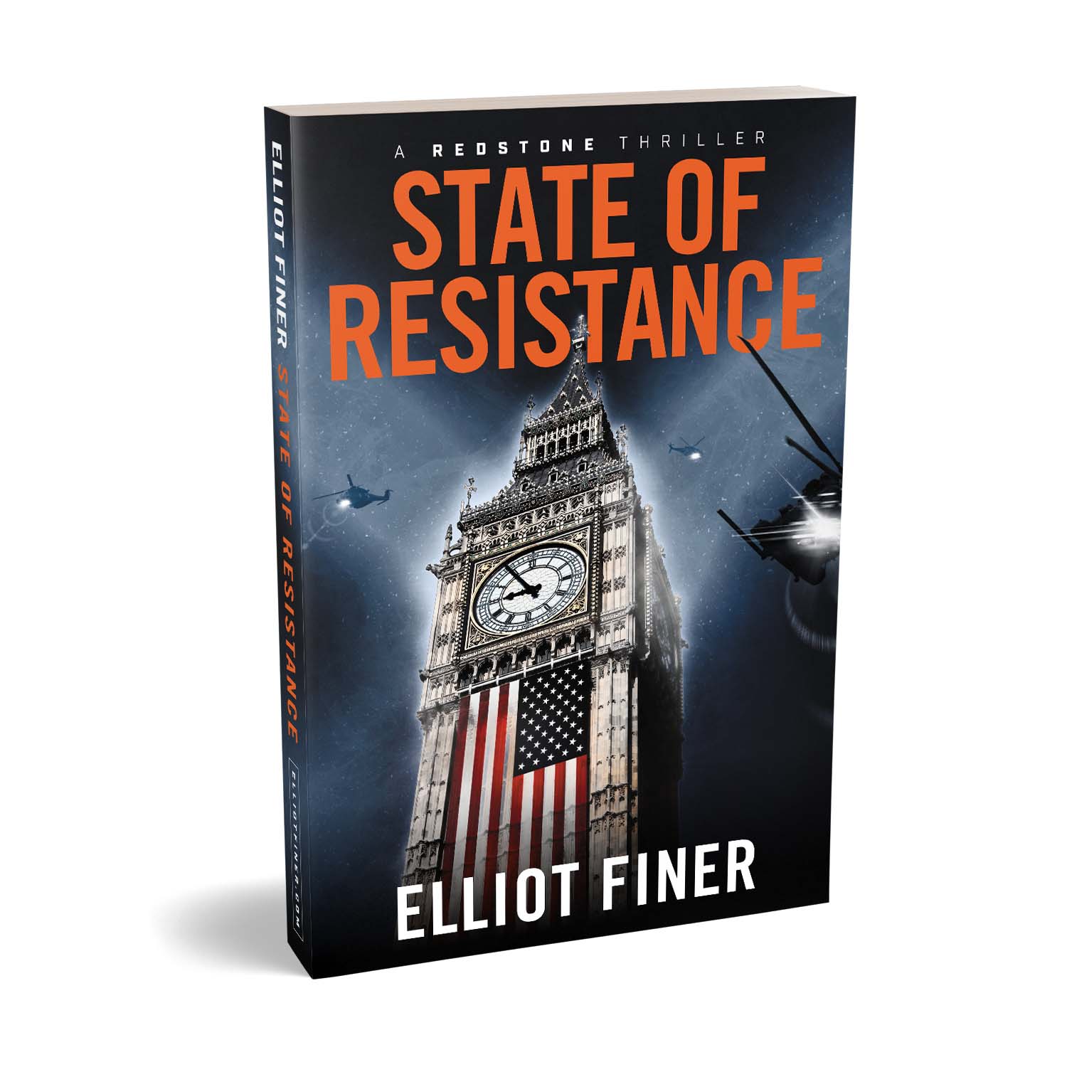 'State of Resistance' is a twisting near-future conspiracy thriller. The author is Elliot Finer. The book cover was designed by Mark Thomas of coverness.com. To find out more about my book design services, please visit www.coverness.com