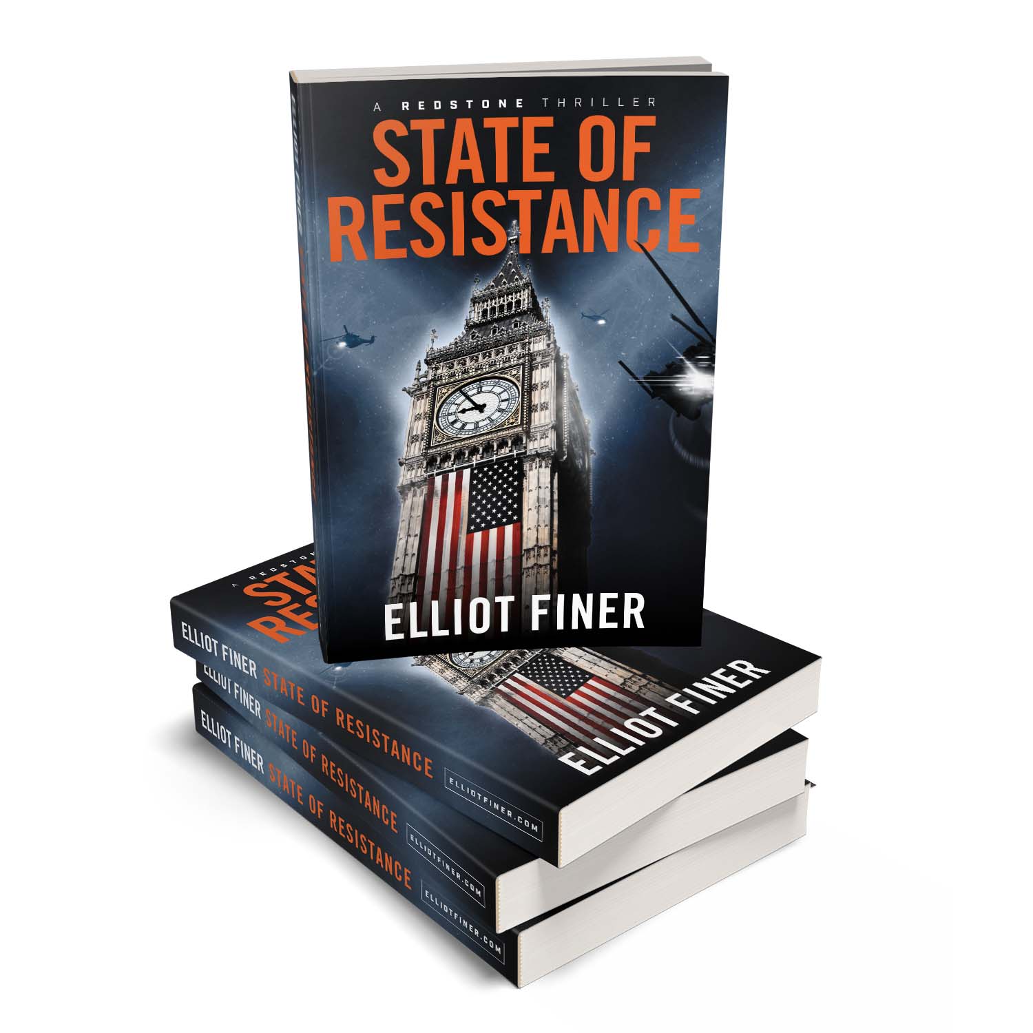'State of Resistance' is a twisting near-future conspiracy thriller. The author is Elliot Finer. The book cover was designed by Mark Thomas of coverness.com. To find out more about my book design services, please visit www.coverness.com