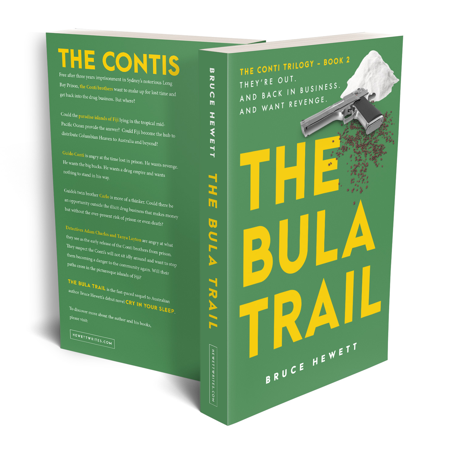 'The Bula Trail' is the second in an Australia-set, pharma-crime thriller series. The author is Bruce Hewett. The book cover and interior formatting are designed by Mark Thomas of coverness.com. To find out more about my book design services, please visit www.coverness.com