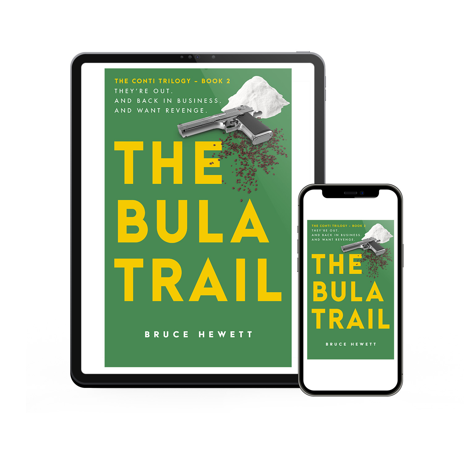 'The Bula Trail' is the second in an Australia-set, pharma-crime thriller series. The author is Bruce Hewett. The book cover and interior formatting are designed by Mark Thomas of coverness.com. To find out more about my book design services, please visit www.coverness.com