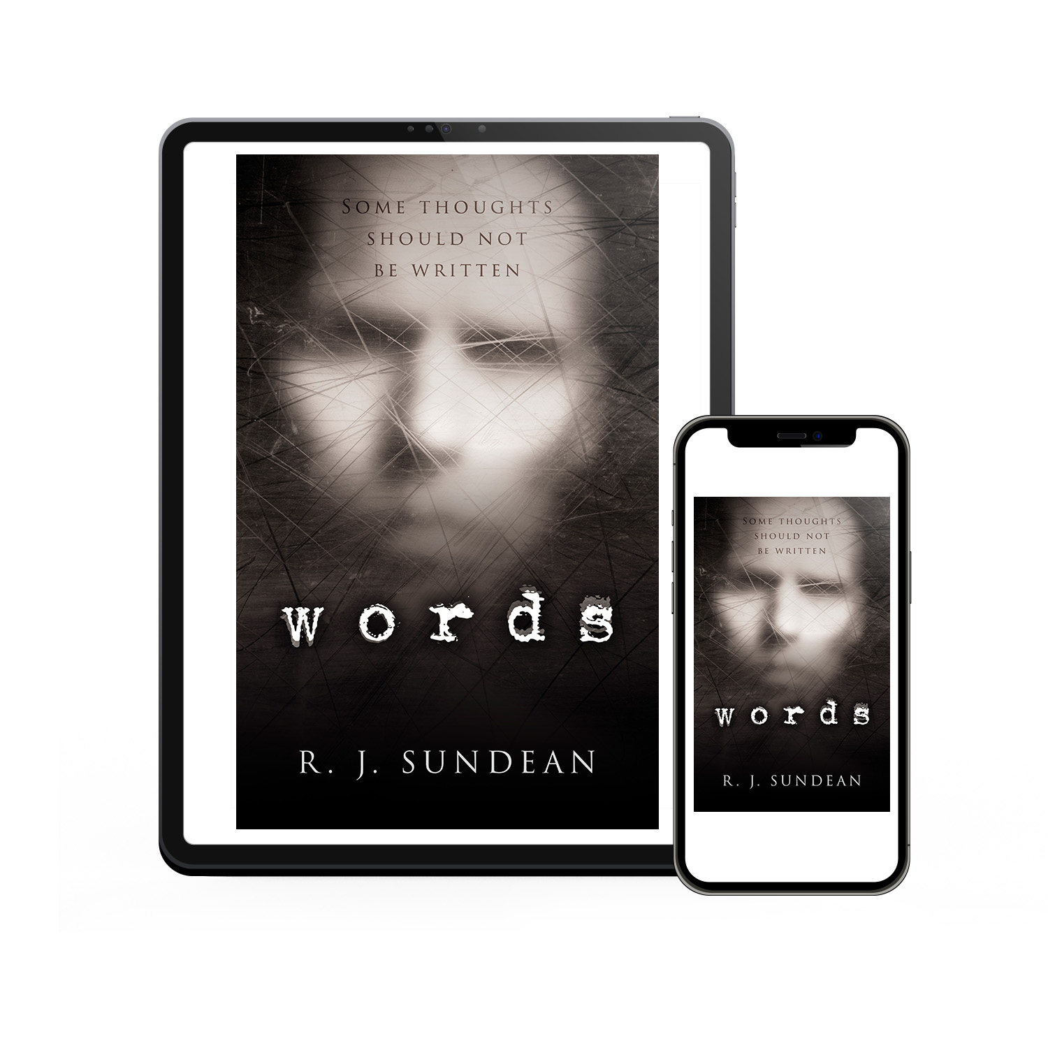 'Words' is literral and literary horror novel. The author is RJ Sundean. The book cover and interior design are by Mark Thomas. To learn more about what Mark could do for your book, please visit coverness.com.