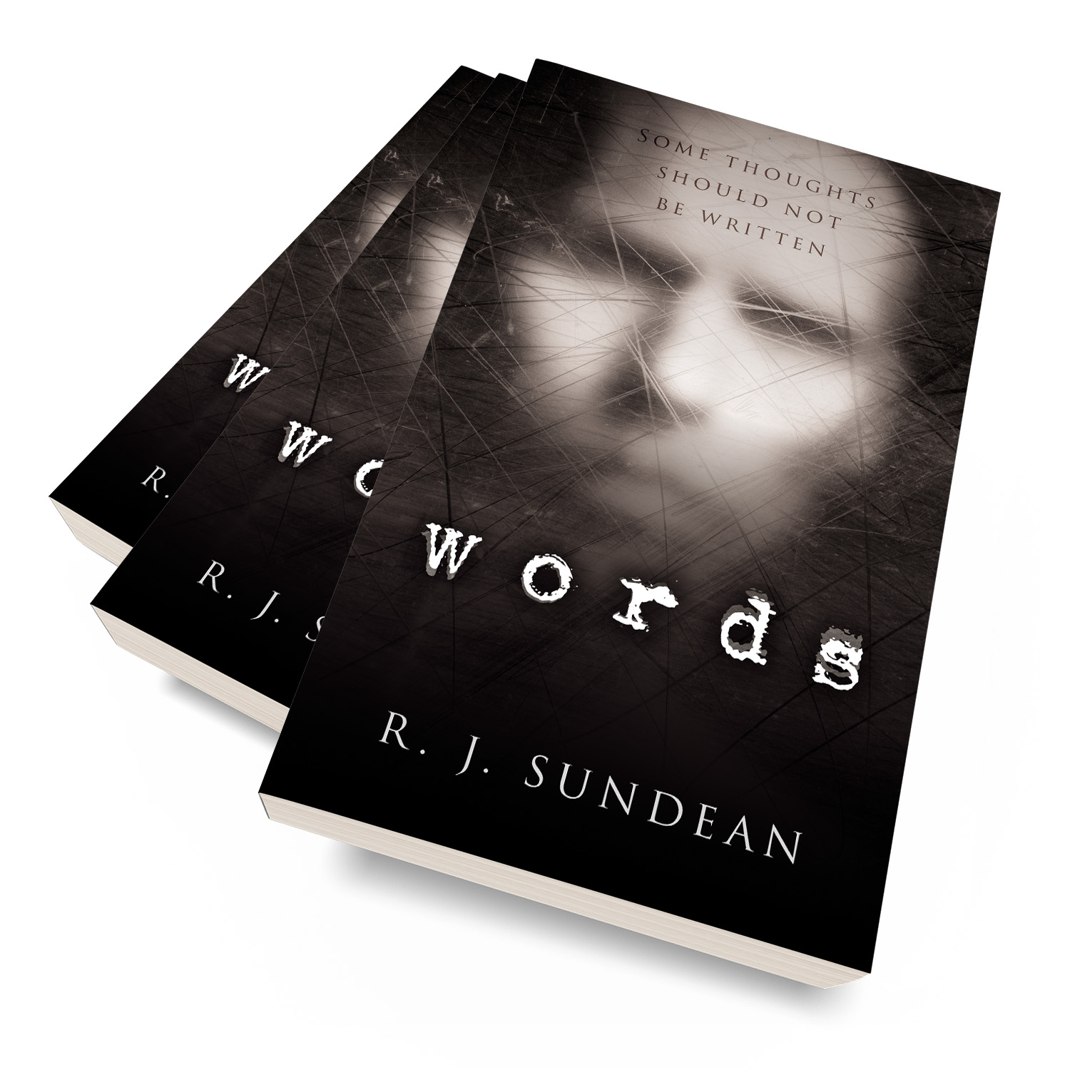 'Words' is literral and literary horror novel. The author is RJ Sundean. The book cover and interior design are by Mark Thomas. To learn more about what Mark could do for your book, please visit coverness.com.