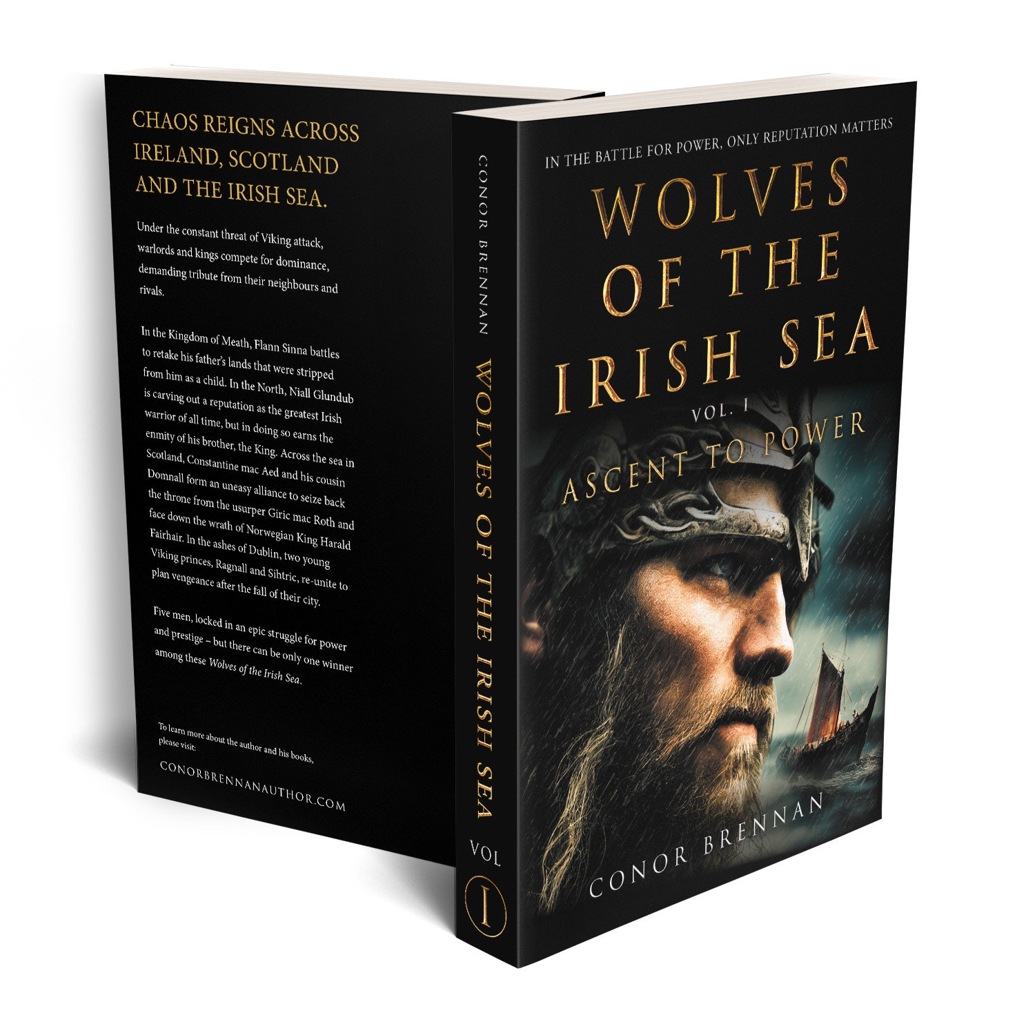 'Wolves of the Irish Sea' is a dark and epic historical fiction series. The author is Conor Brennan. The book cover and interior design are by Mark Thomas. To learn more about what Mark could do for your book, please visit coverness.com.