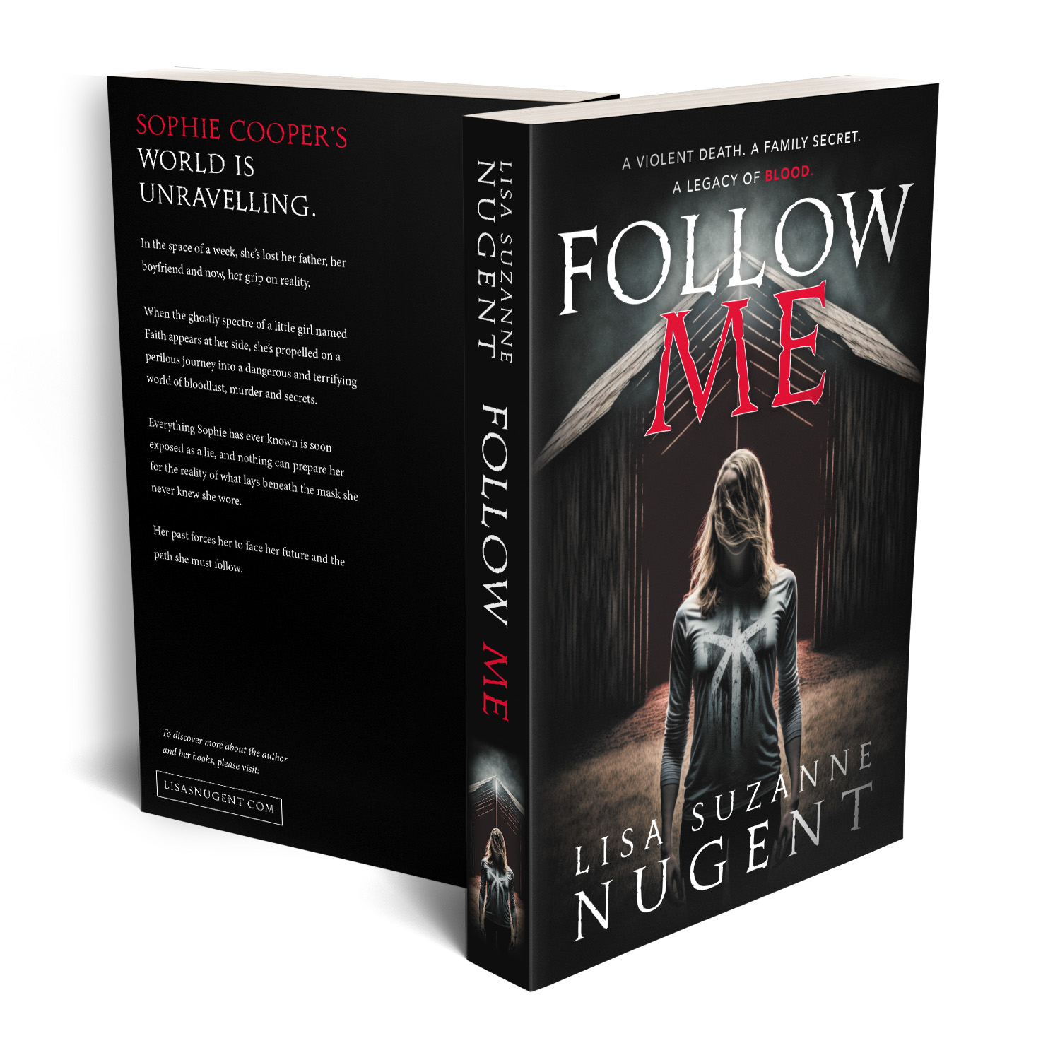 'Follow Me' is a skin-chilling modern horror novel. The author is Lisa Suzanne Nugent. The book cover and interior design are by Mark Thomas. To learn more about what Mark could do for your book, please visit coverness.com.