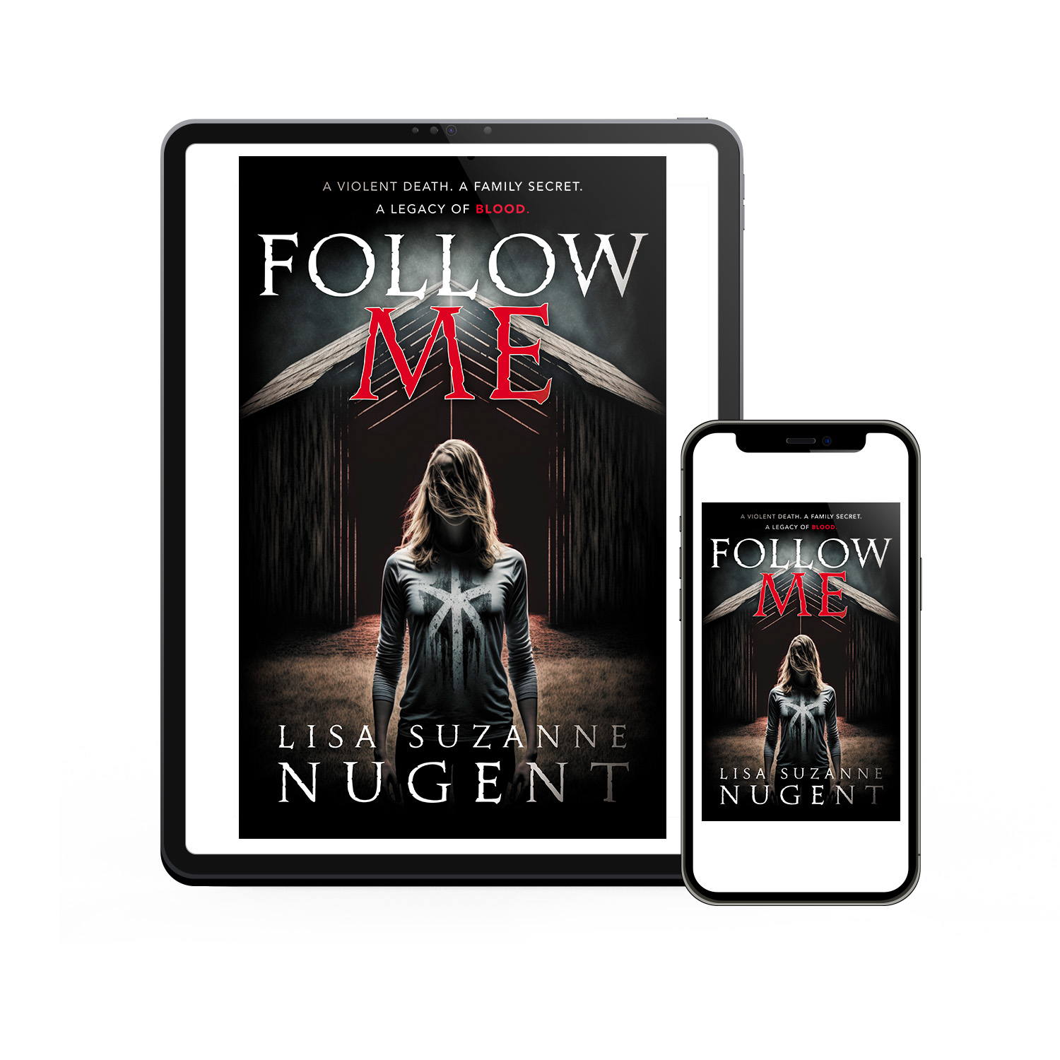 'Follow Me' is a skin-chilling modern horror novel. The author is Lisa Suzanne Nugent. The book cover and interior design are by Mark Thomas. To learn more about what Mark could do for your book, please visit coverness.com.