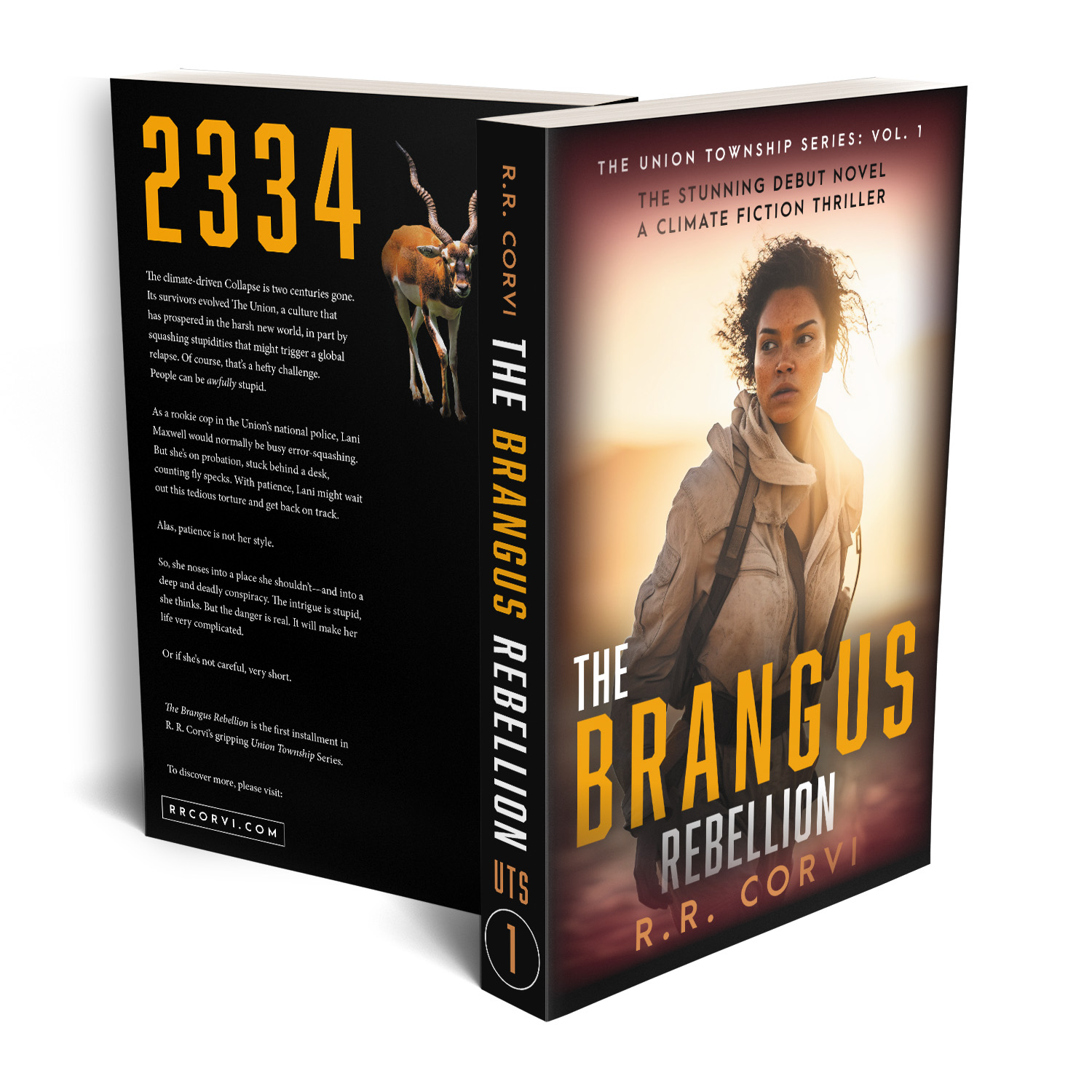 'The Brangus Rebellion'' is the first instalment in a dystopian scifi series. The author is R R Corvi. The cover design and interior formatting are by Mark Thomas of coverness.com. To find out more about my book design services, please visit www.coverness.com.