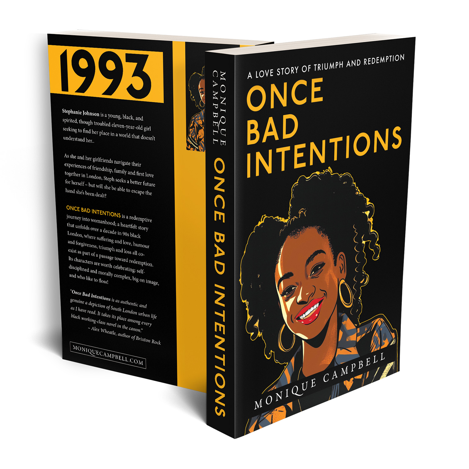 'Once Bad Intentions' is an immersive urban coming-of-age novel set in early 90s London. The author is Monique Campbell. The book cover and interior formatting were designed by Mark Thomas of coverness.com. To find out more about my book design services, please visit www.coverness.com