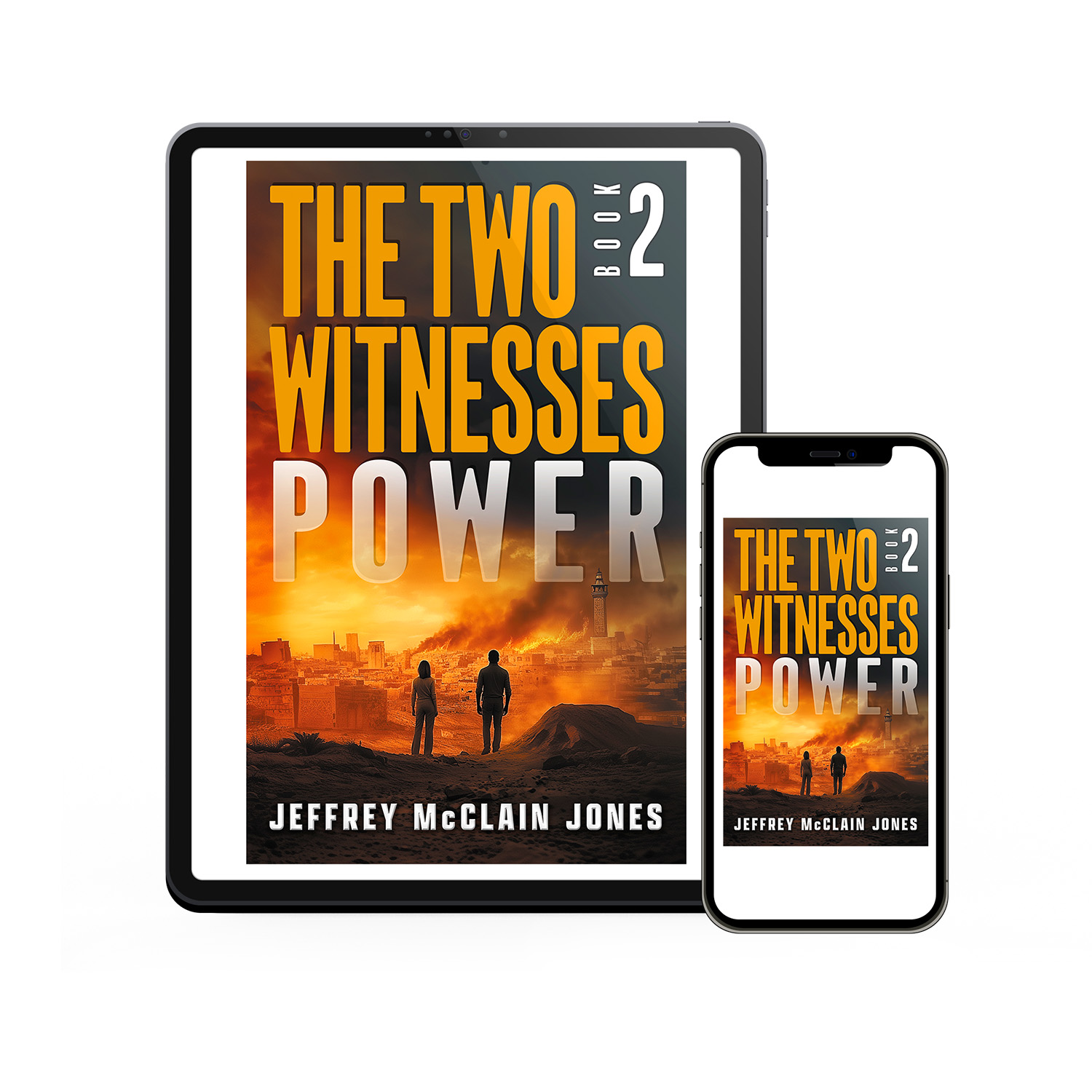 'The Two Witnesses' is a genre-blending apocalyptic series with spiritual foundations. The author is Jeffrey McClain Jones. The cover design is by Mark Thomas of coverness.com. To find out more about my book design services, please visit www.coverness.com.