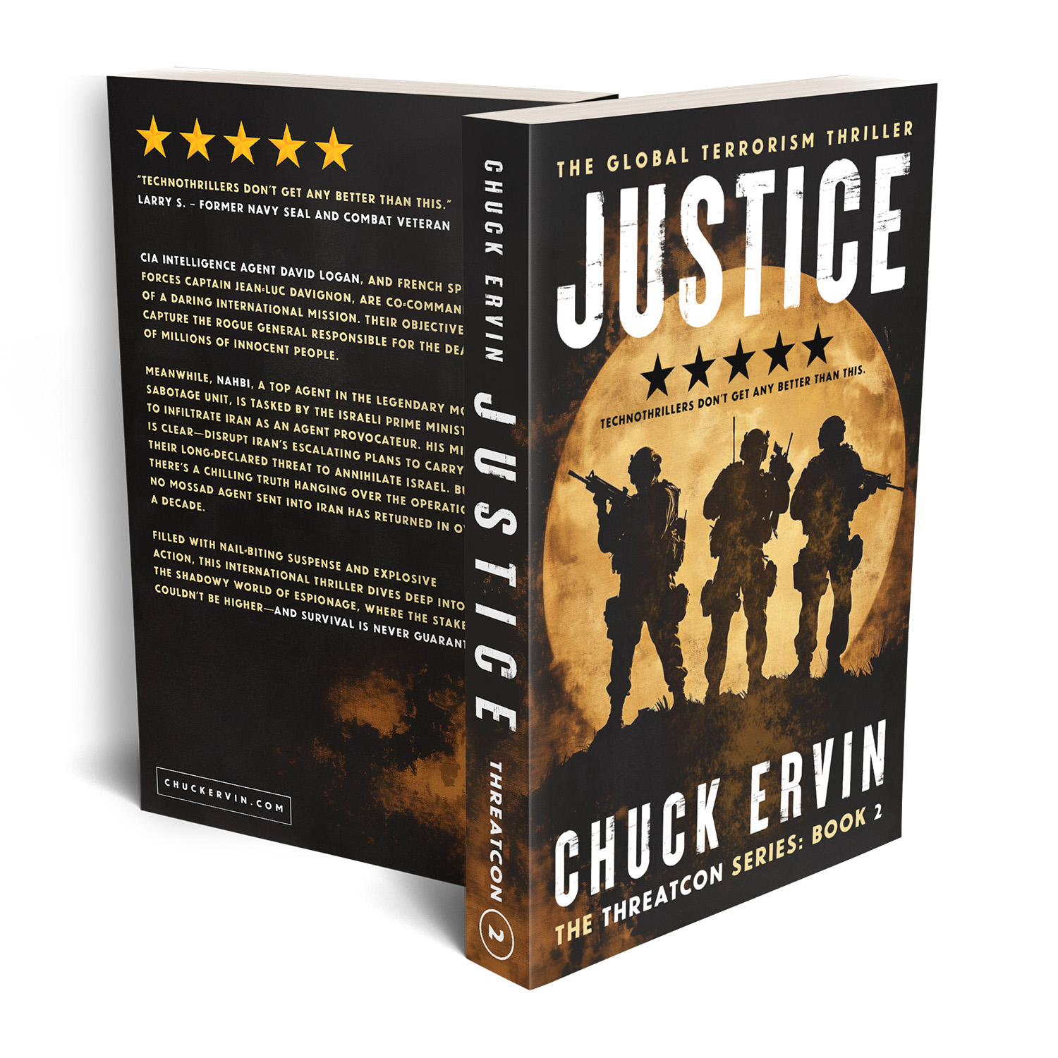 'Threatcon' is a cross-genre military thriller series. The author is Chuck Ervin. The book cover designs are by Mark Thomas of coverness.com. To find out more about my book design services, please visit www.coverness.com