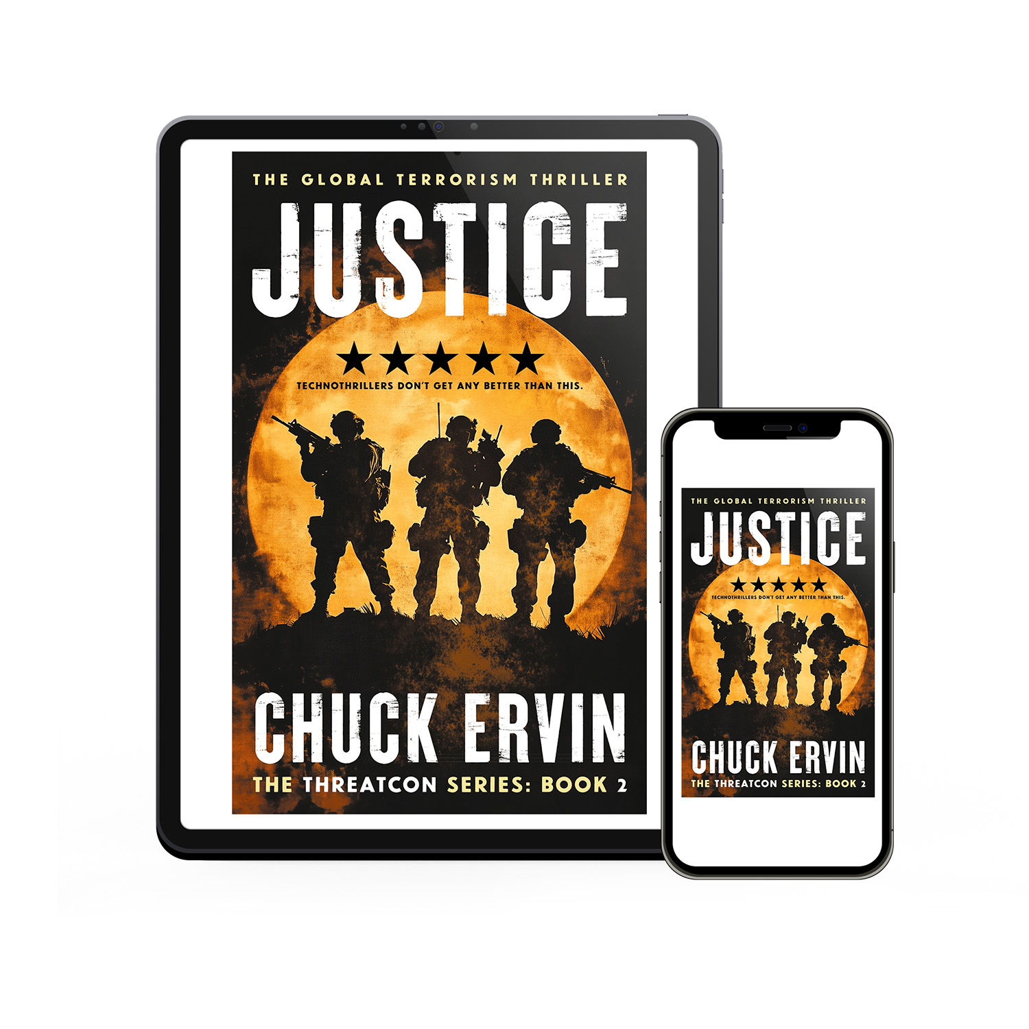 'Threatcon' is a cross-genre military thriller series. The author is Chuck Ervin. The book cover designs are by Mark Thomas of coverness.com. To find out more about my book design services, please visit www.coverness.com