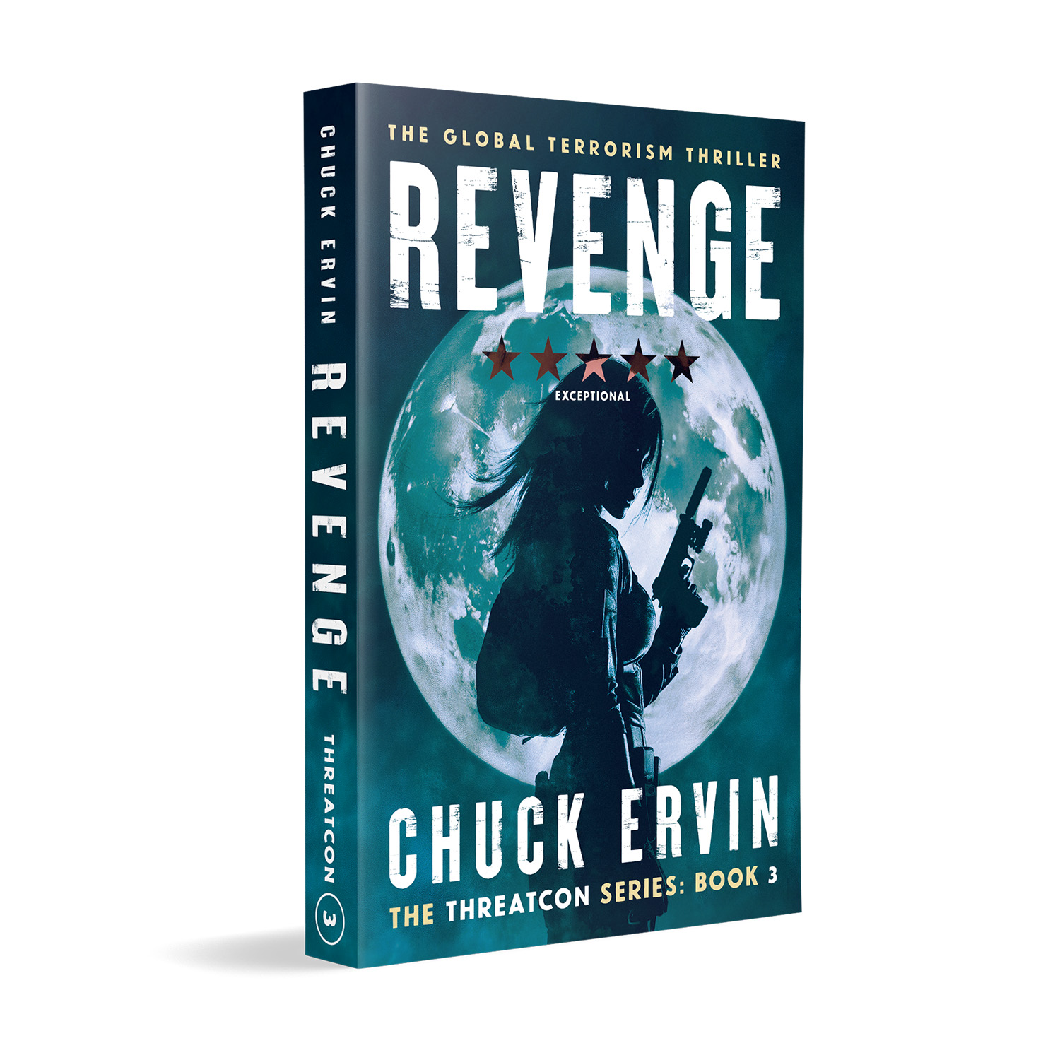 'Threatcon' is a cross-genre military thriller series. The author is Chuck Ervin. The book cover designs are by Mark Thomas of coverness.com. To find out more about my book design services, please visit www.coverness.com