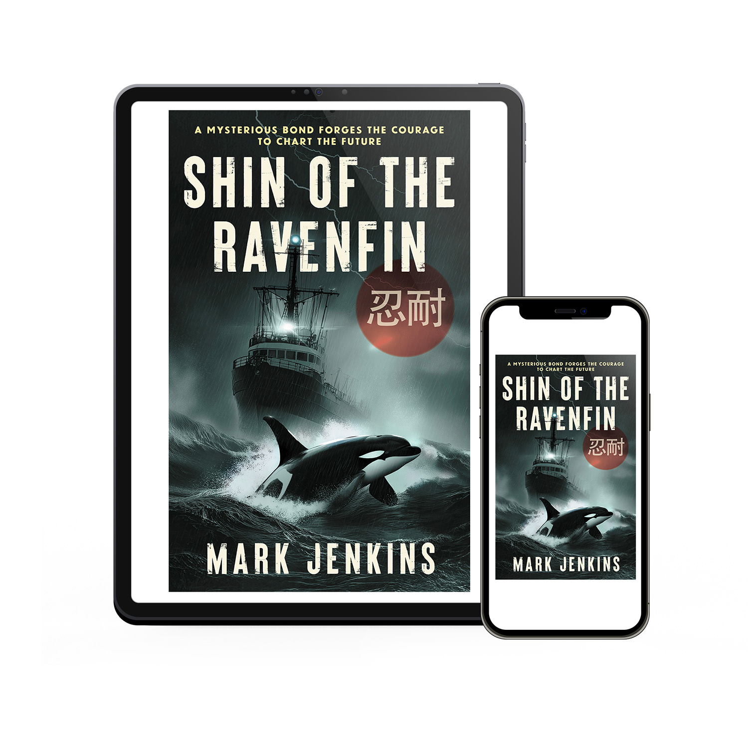 'Shin of the Ravenfin' is a unique, maritime-set cross-genre thriller novel. The author is Mark Jenkins. The cover design is by Mark Thomas of coverness.com. To find out more about my book design services, please visit www.coverness.com.