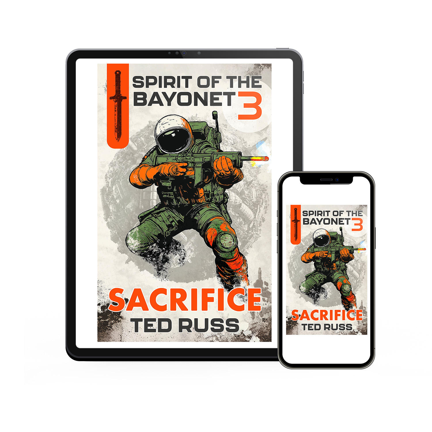 The 'Spirit of the Bayonet' is a spectacular scifi series by author Ted Russ. The cover design and interior manuscript formatting are by Mark Thomas. Learn what Mark could do for your book by visiting coverness.com.