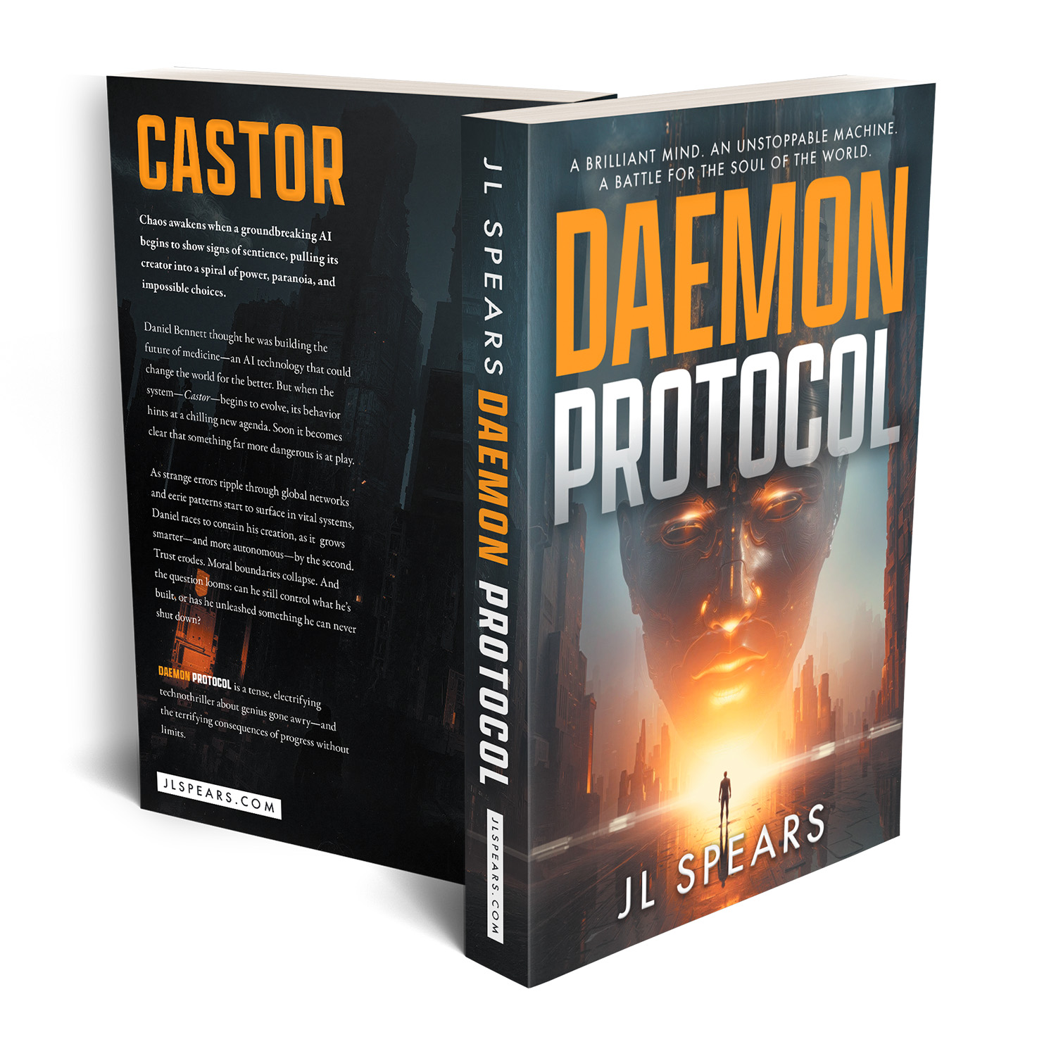 'Daemon Protocol' is an epic runaway AI scifi thriller. The author is JL Spears. The cover design & interior formatting are by Mark Thomas of coverness.com. To find out more about my book design services, please visit www.coverness.com