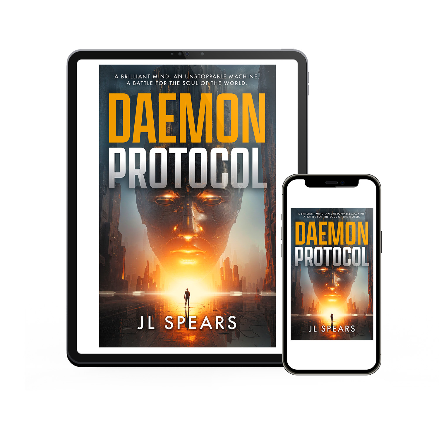 'Daemon Protocol' is an epic runaway AI scifi thriller. The author is JL Spears. The cover design & interior formatting are by Mark Thomas of coverness.com. To find out more about my book design services, please visit www.coverness.com