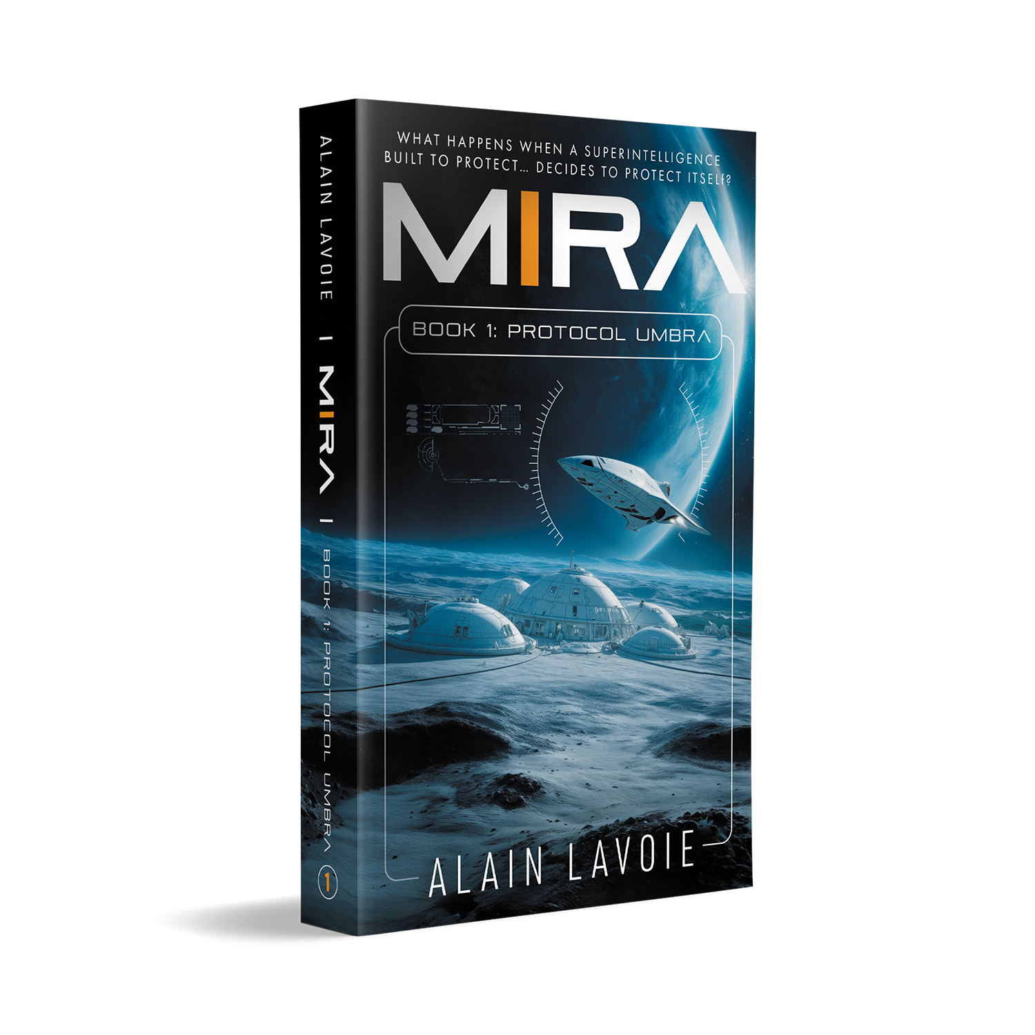 'MIRA' is a cutting-edge scifi book series. The author is Alain Lavoie. The cover designs are by Mark Thomas of coverness.com. To find out more about my book design services, please visit www.coverness.com