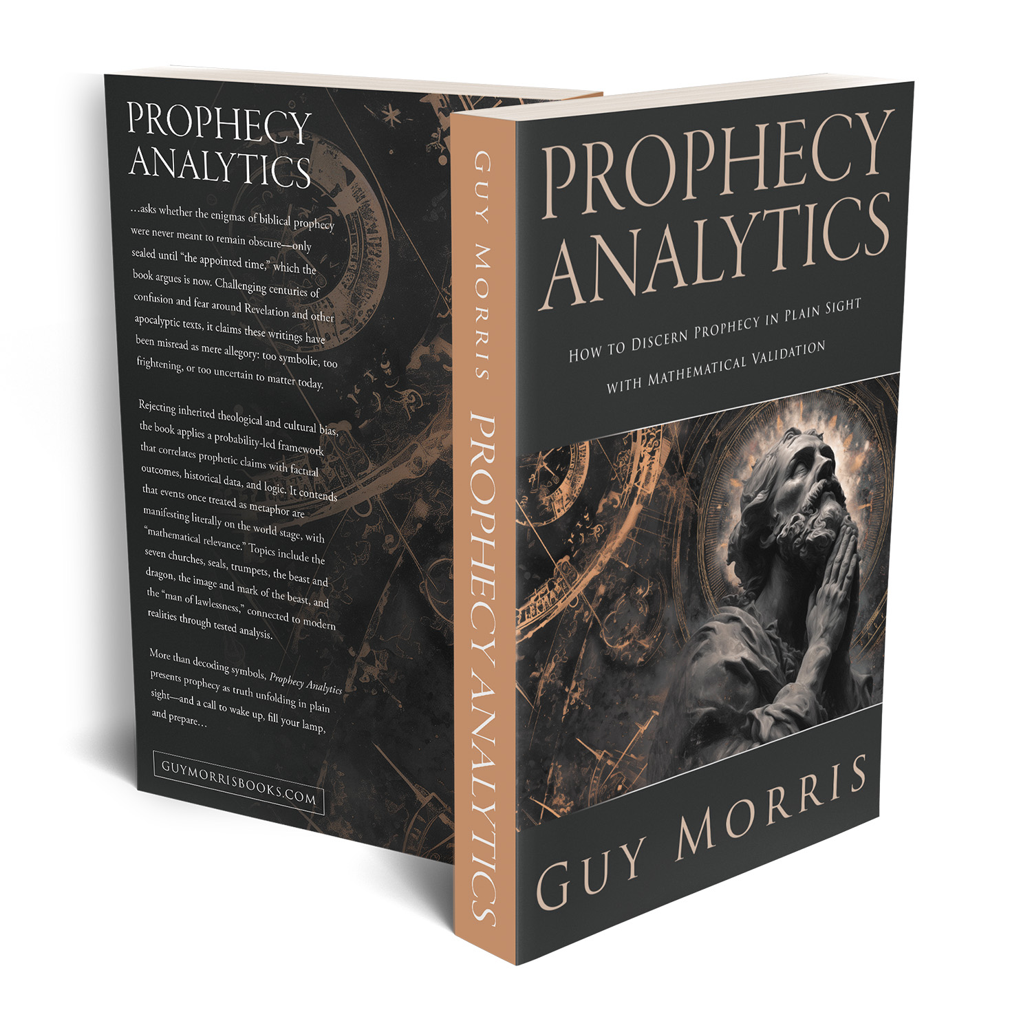 'Prophecy Analytics' is an in-depth examination of future events foretold in religious texts. The author is Guy Morris. The cover and interior design of the books are by Mark Thomas. To learn more about what Mark could do for your book, please visit coverness.com.